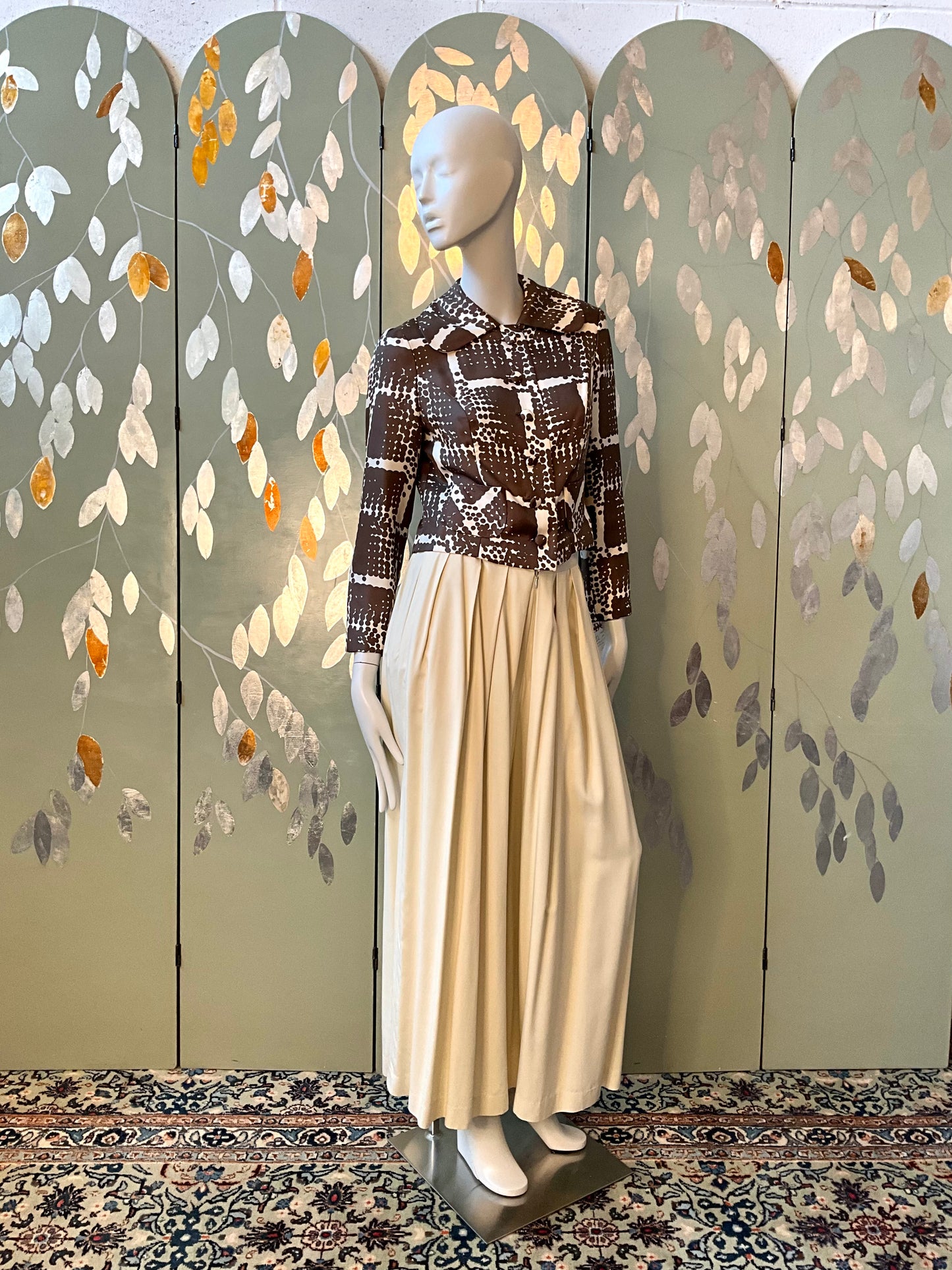 Vintage 1980s Cream Sophie Sitbon Wide Pleated Trousers, W28