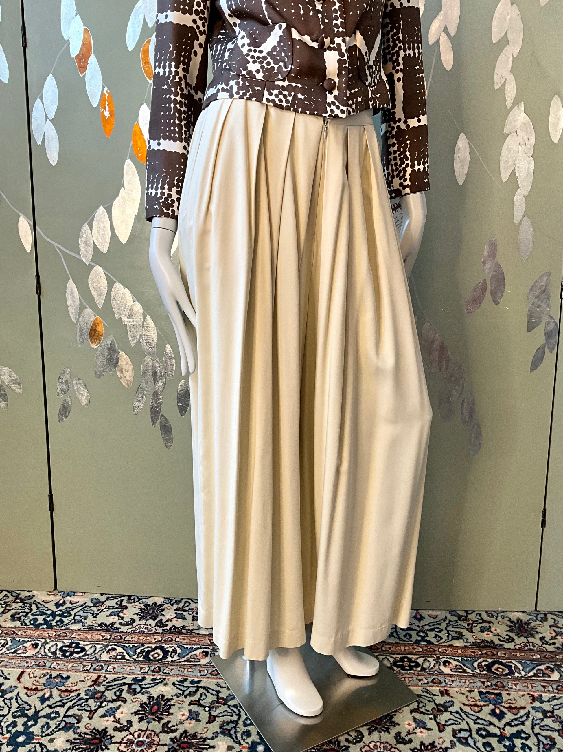 Vintage 1980s Cream Sophie Sitbon Wide Pleated Trousers, W28