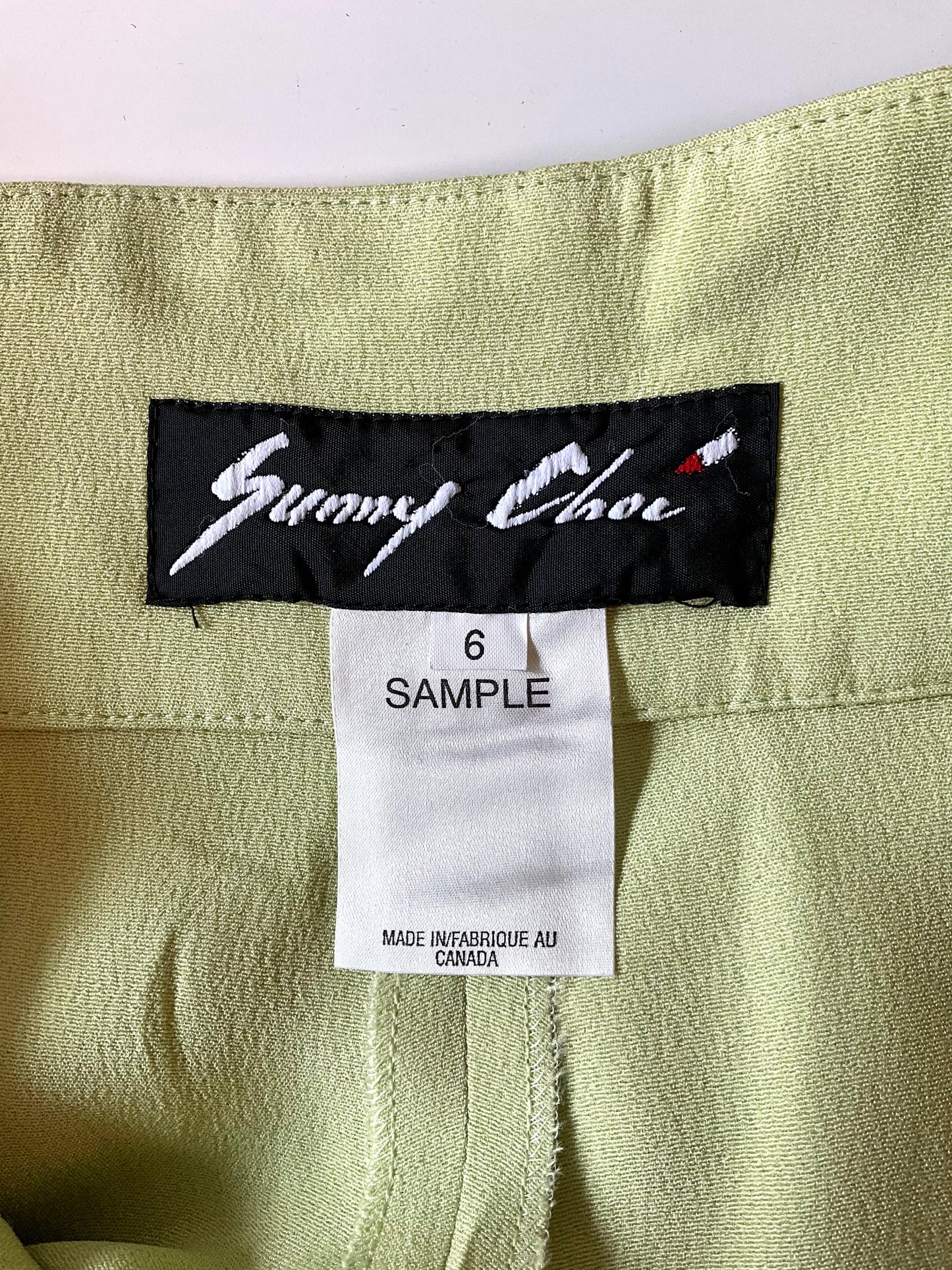 Vintage 1980s Sunny Choi Pale Green Wide Leg Pleated Bermuda Shorts, Small 