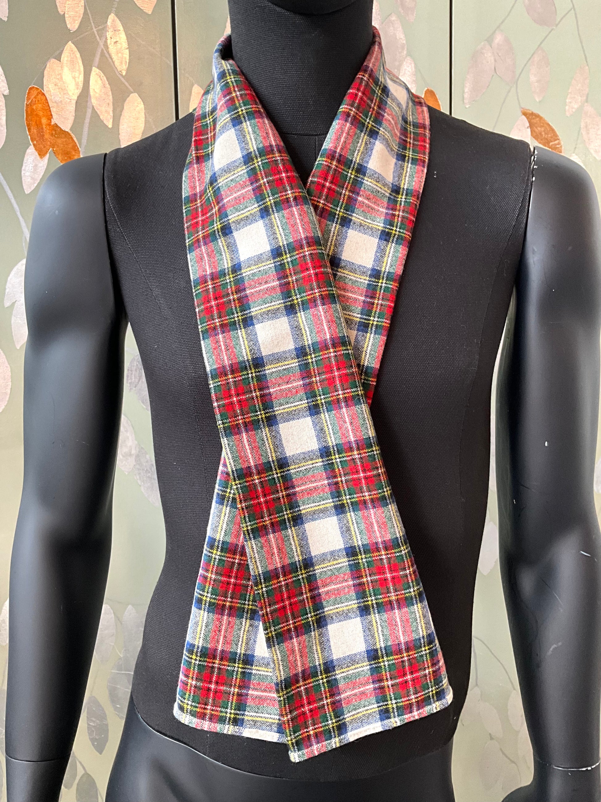 Vintage Red and Cream Plaid Wool Scarf 