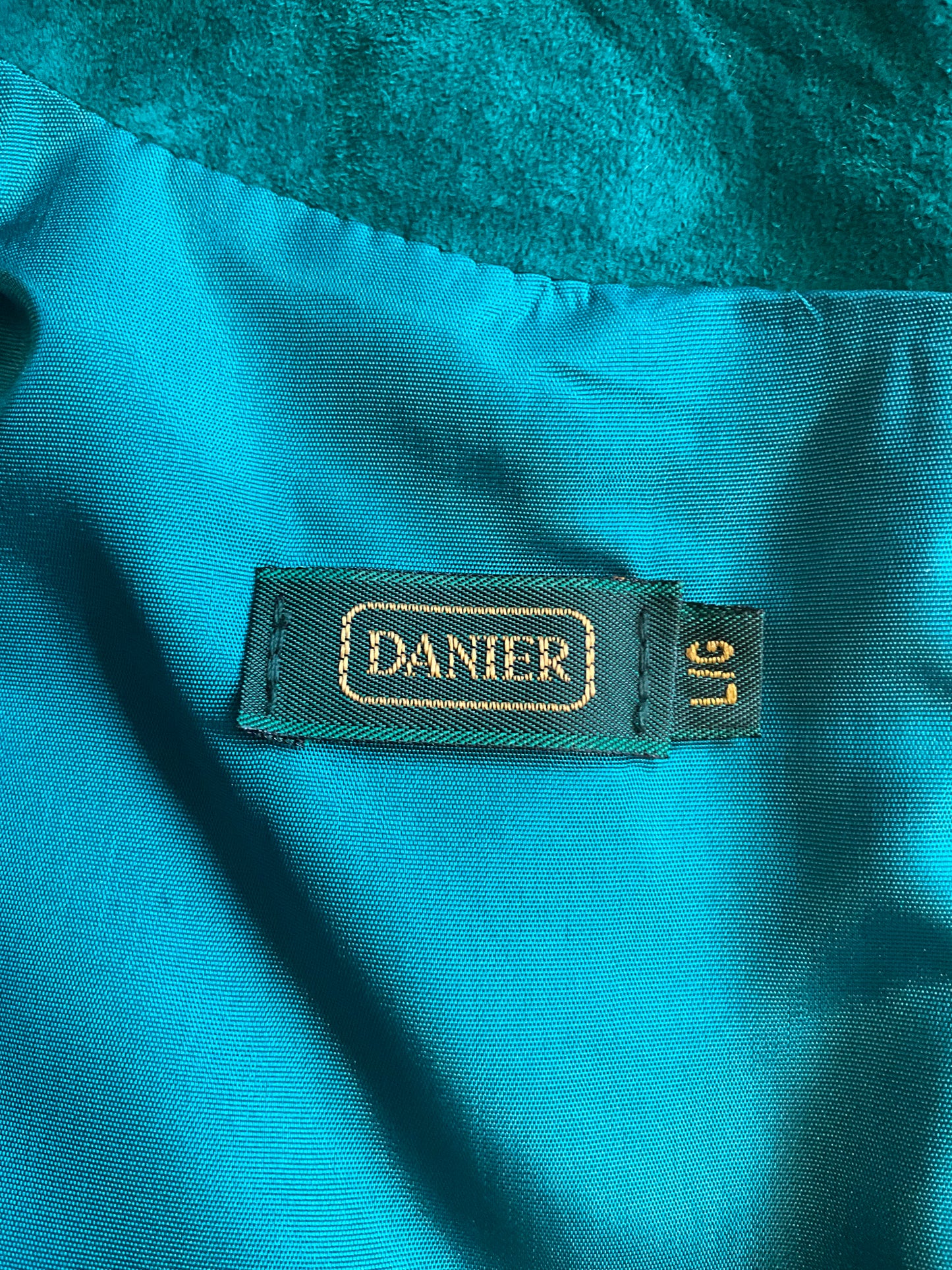 Vintage 1980s Malachite Green Leather Studded Shift Dress, Large 