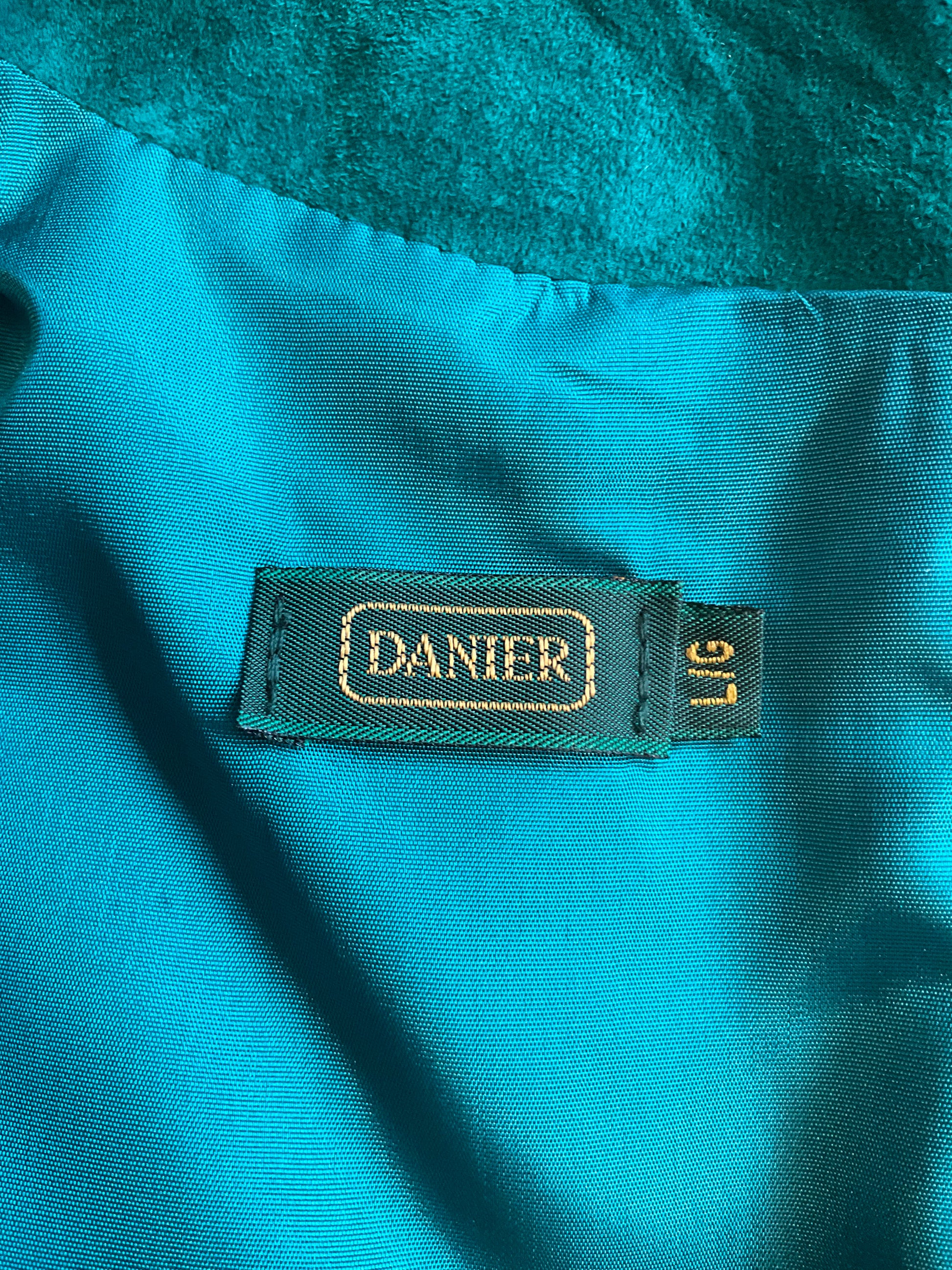 Vintage 1980s Malachite Green Leather Studded Shift Dress, Large 