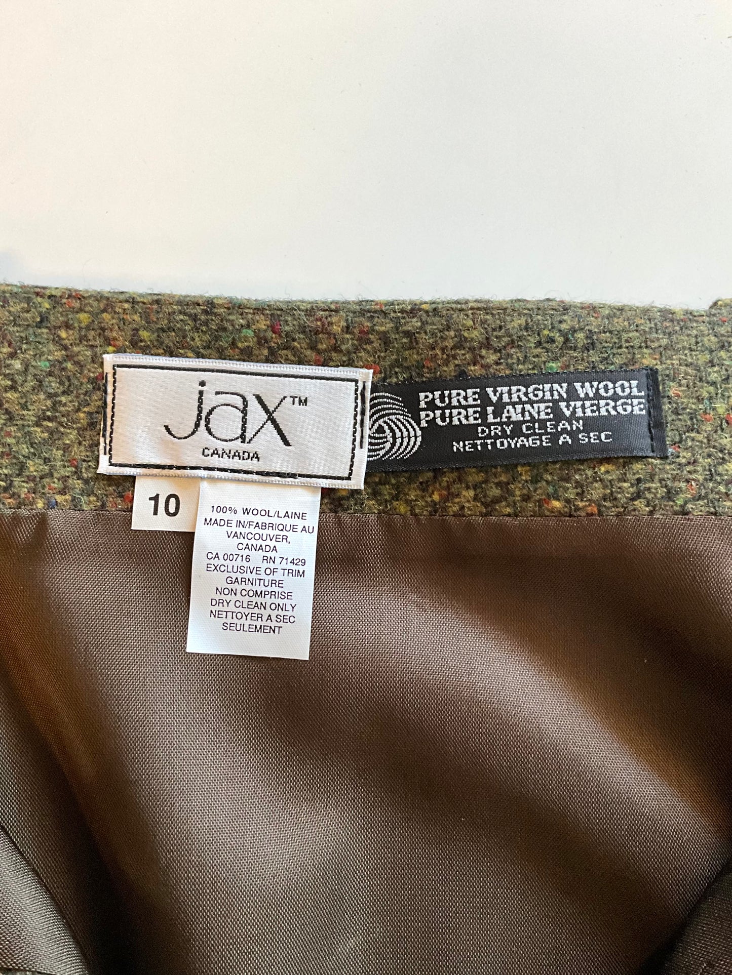 Vintage 1980s Deadstock Green Flecked Tweed Straight Midi Skirt, W30