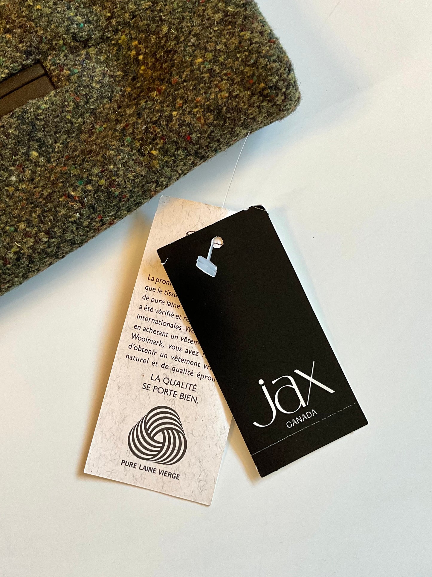 Vintage 1980s Deadstock Green Flecked Tweed Straight Midi Skirt, W30