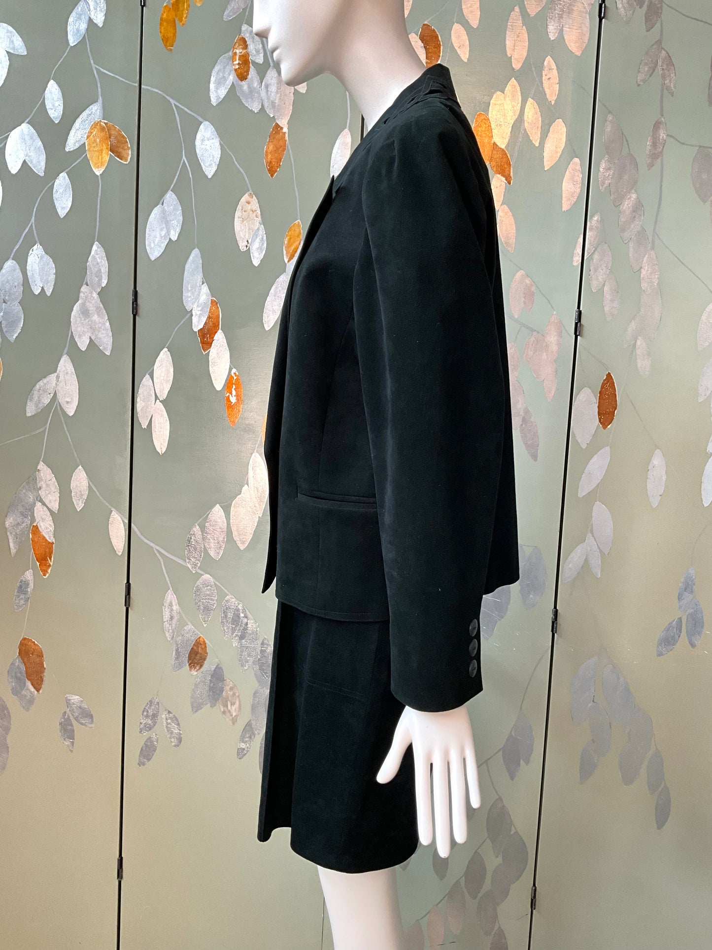 Vintage 1980s Black Ultra Suede Shorts and Jacket Set, Medium