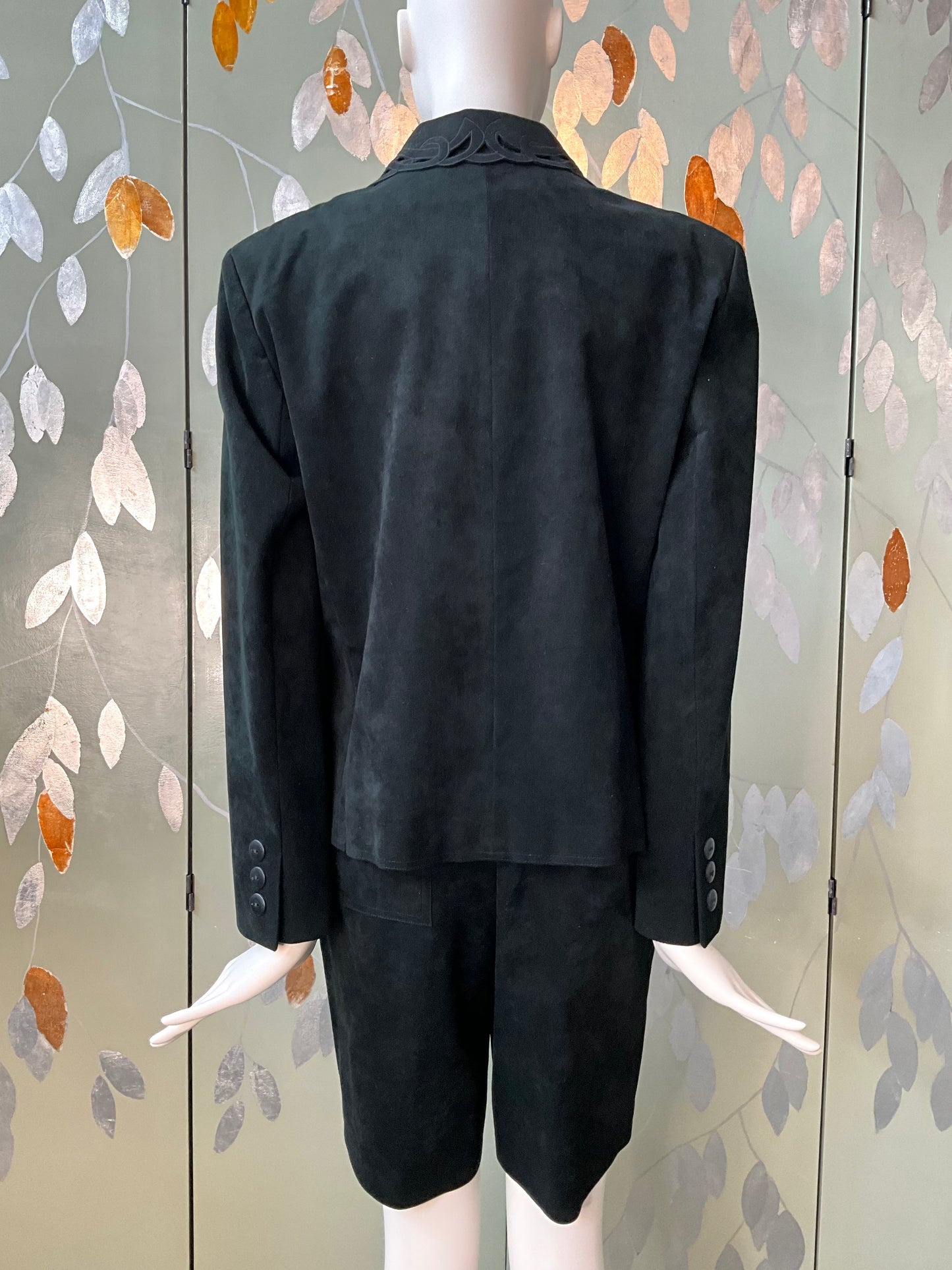 Vintage 1980s Black Ultra Suede Shorts and Jacket Set, Medium