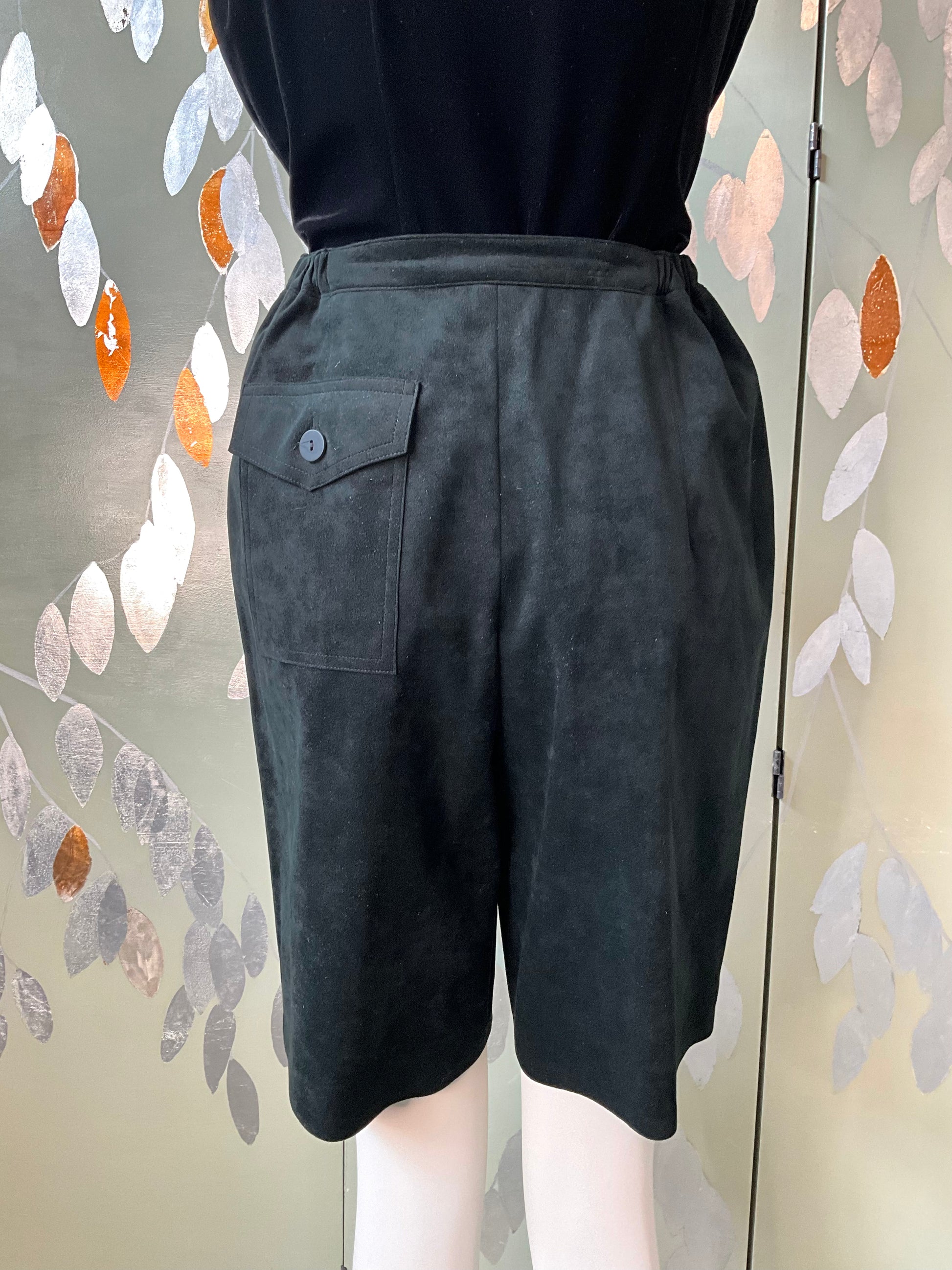 Vintage 1980s Black Ultra Suede Shorts and Jacket Set, Medium