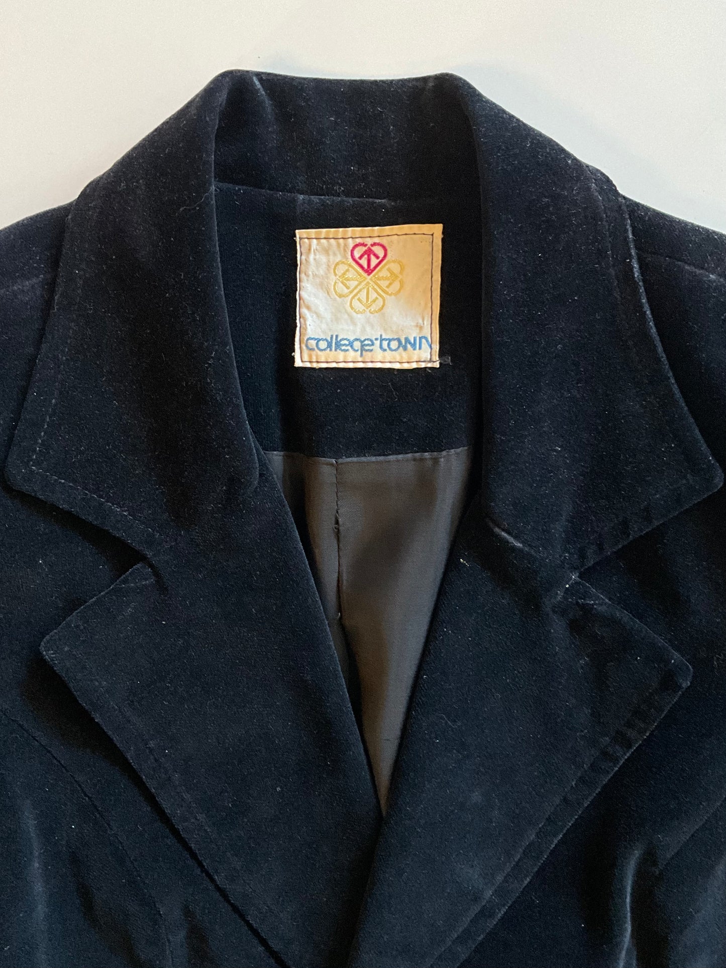 Vintage 1970s Black Velvet 3 Piece Skirt, Vest and Jacket Set, XS