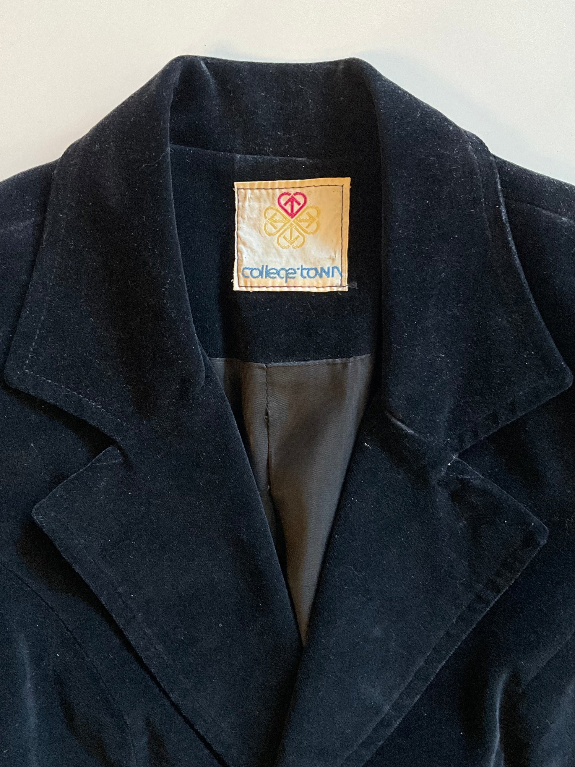 Vintage 1970s Black Velvet 3 Piece Skirt, Vest and Jacket Set, XS