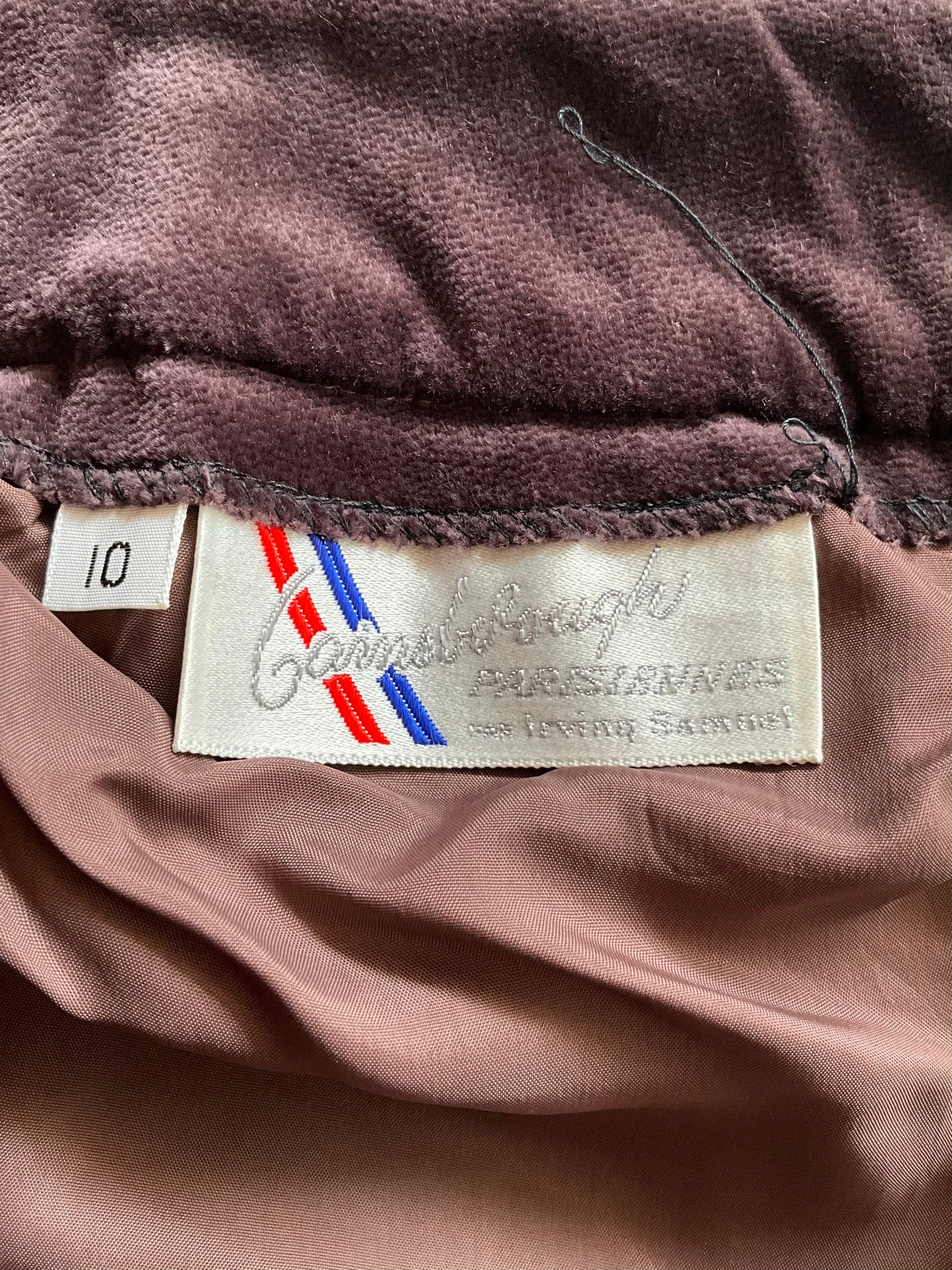 Vintage 1970s Dark Brown Velvet Wide Leg Pant Suit, Small 