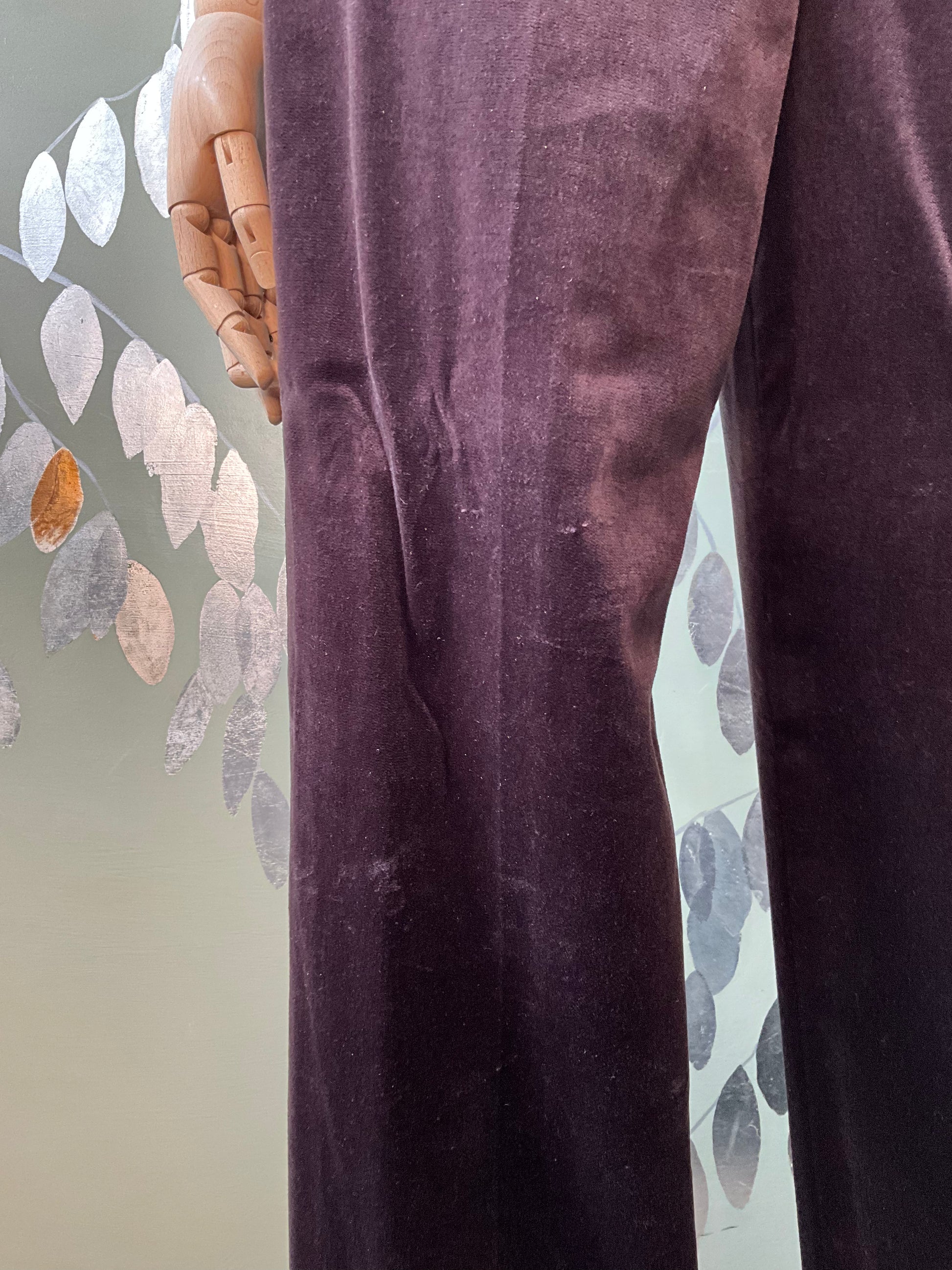 Vintage 1970s Dark Brown Velvet Wide Leg Pant Suit, Small 