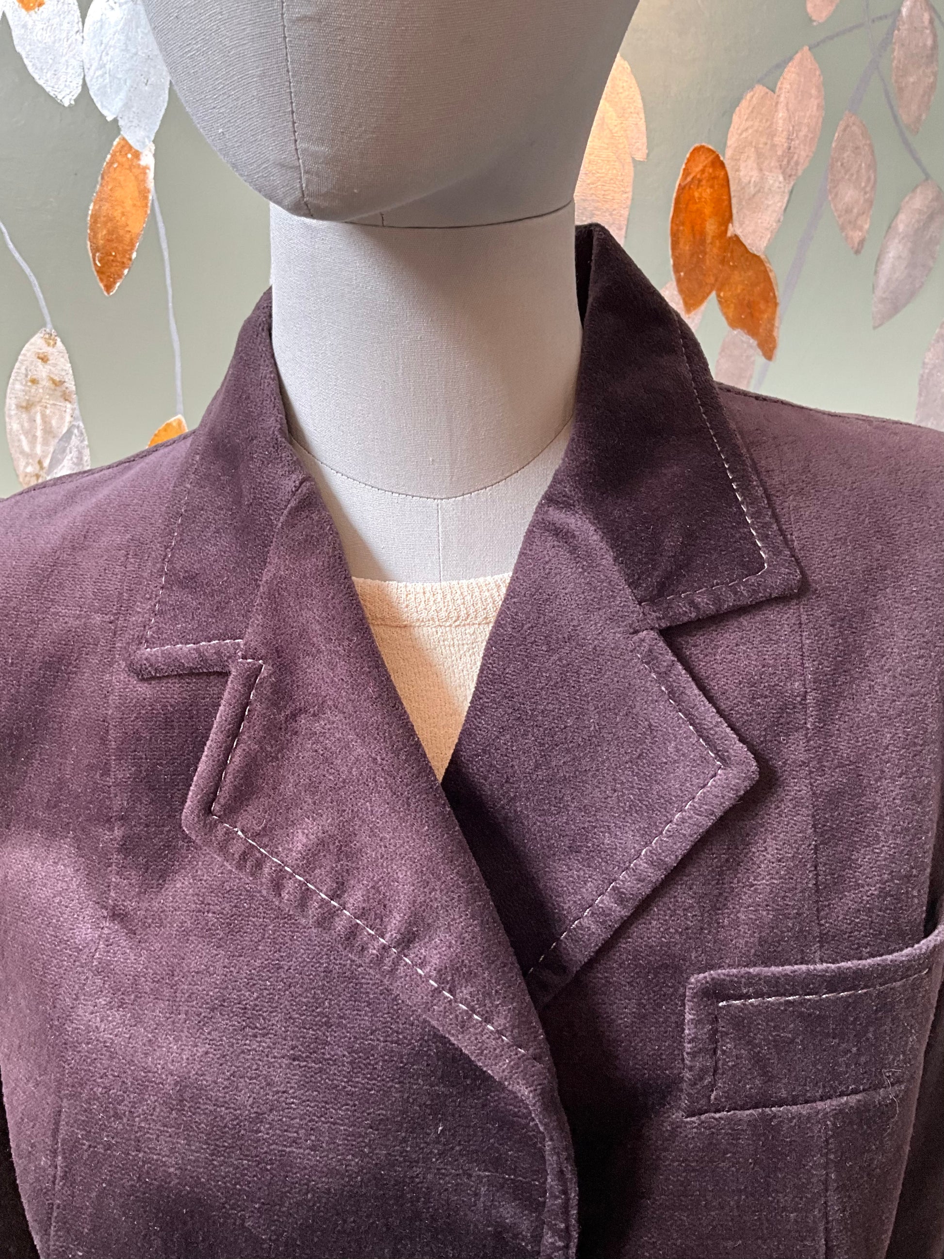 Vintage 1970s Dark Brown Velvet Wide Leg Pant Suit, Small 