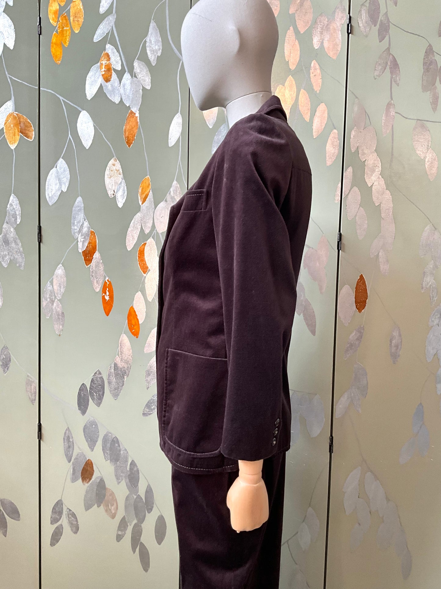 Vintage 1970s Dark Brown Velvet Wide Leg Pant Suit, Small 