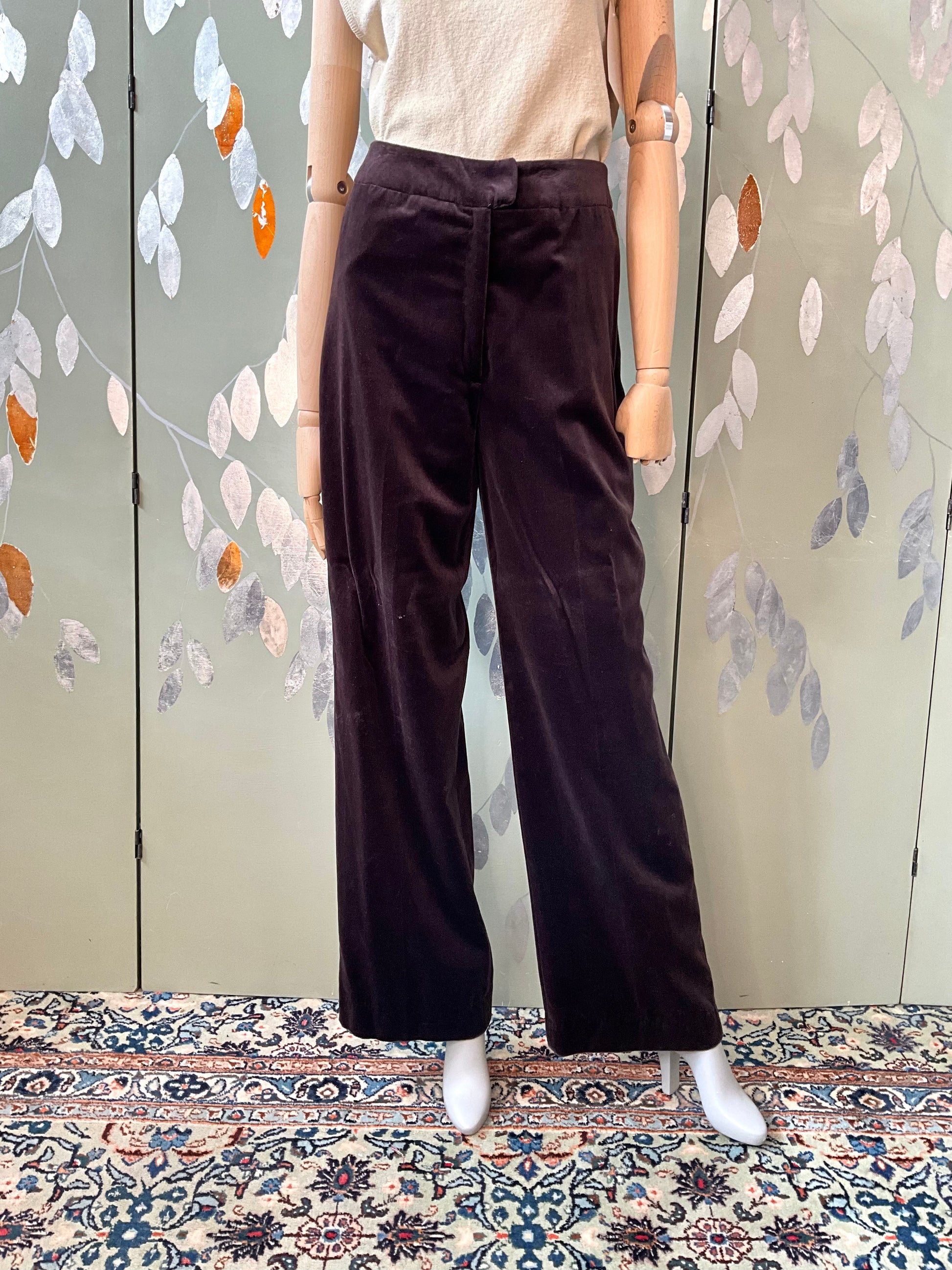 Vintage 1970s Dark Brown Velvet Wide Leg Pant Suit, Small 