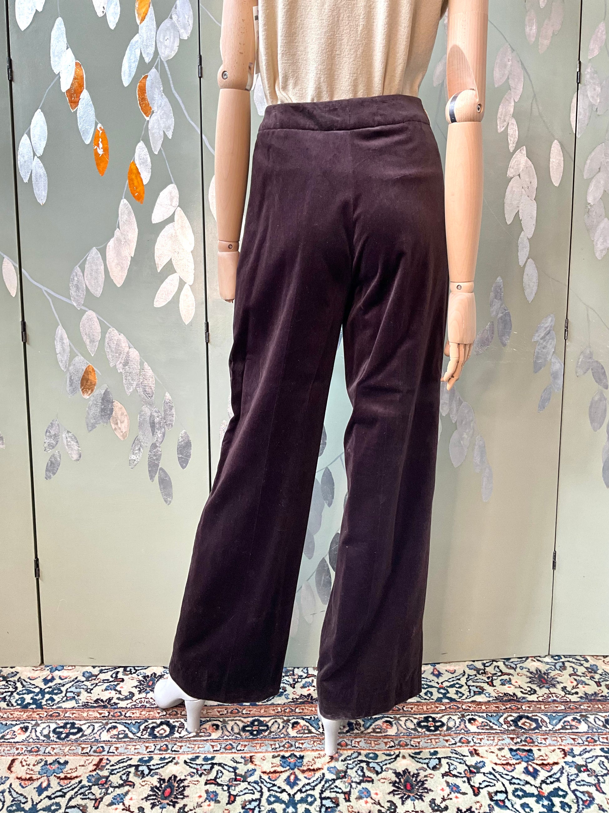 Vintage 1970s Dark Brown Velvet Wide Leg Pant Suit, Small 