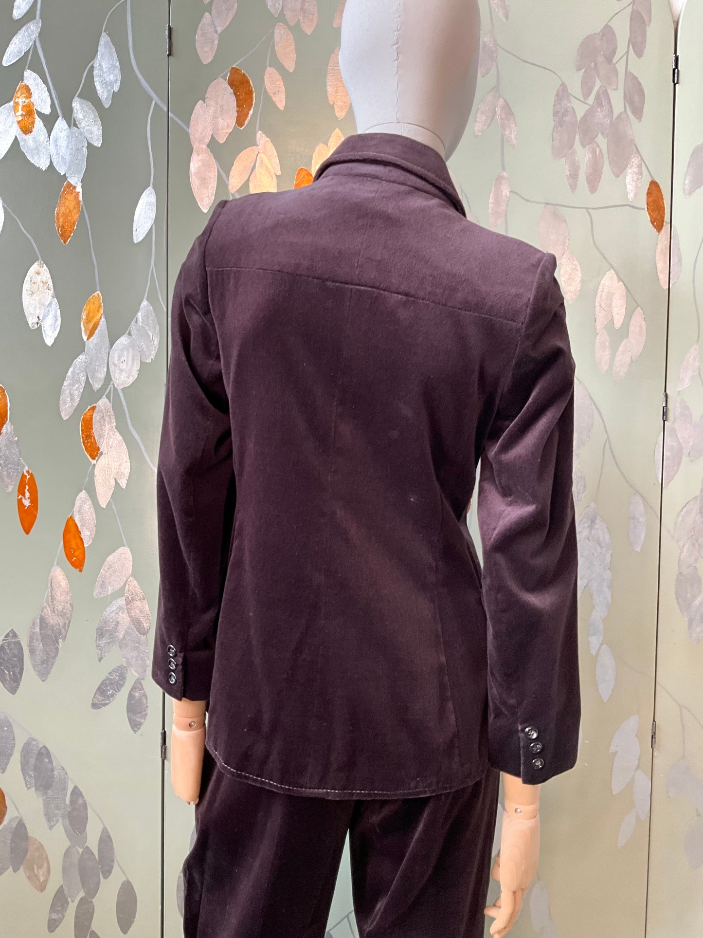 Vintage 1970s Dark Brown Velvet Wide Leg Pant Suit, Small 