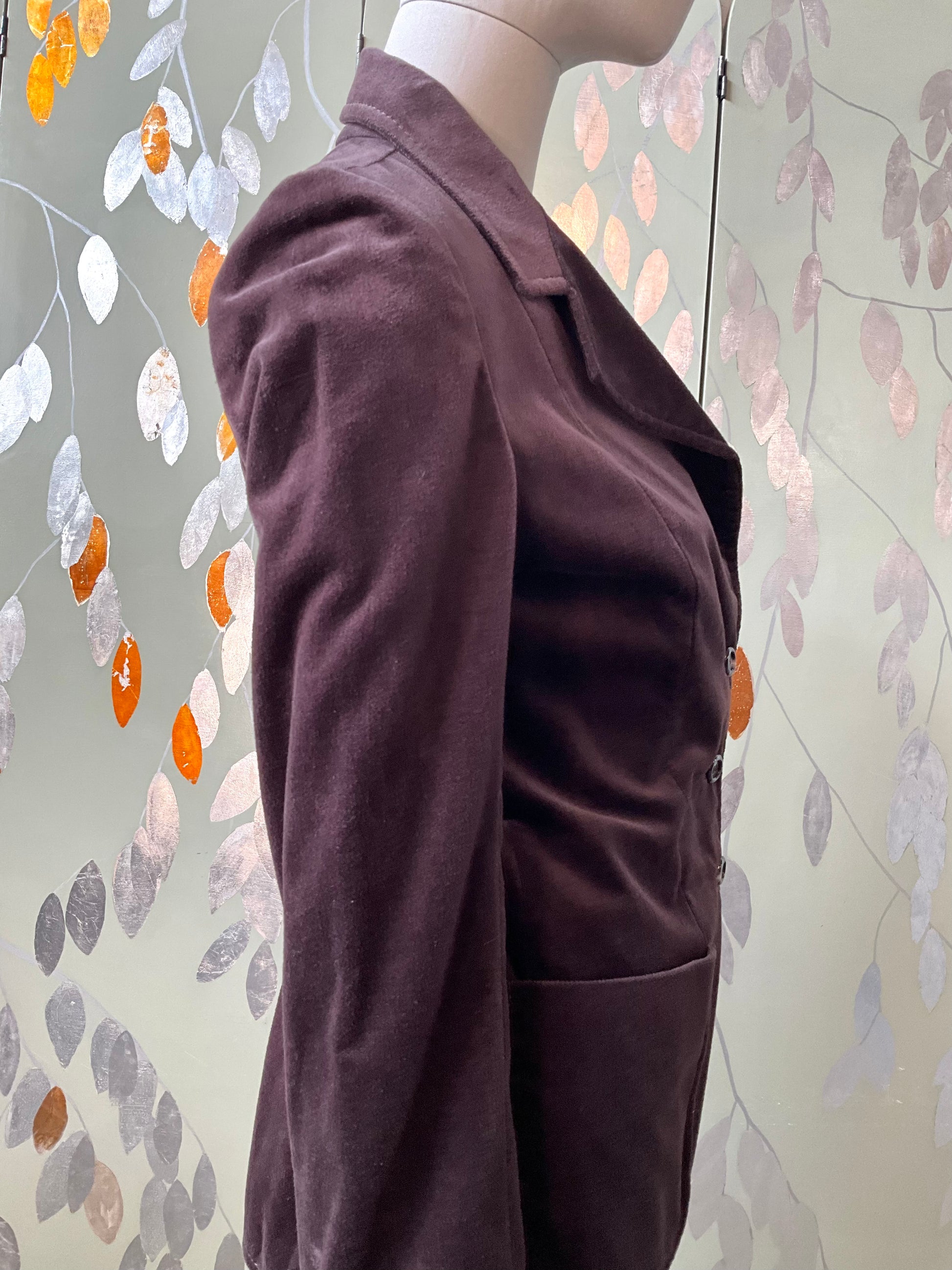 Vintage 1970s Dark Brown Velvet Wide Leg Pant Suit, Small 