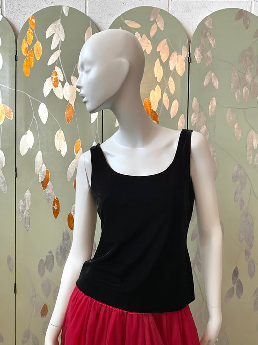 Vintage 1990s Black Velvet Tank Top, Medium 