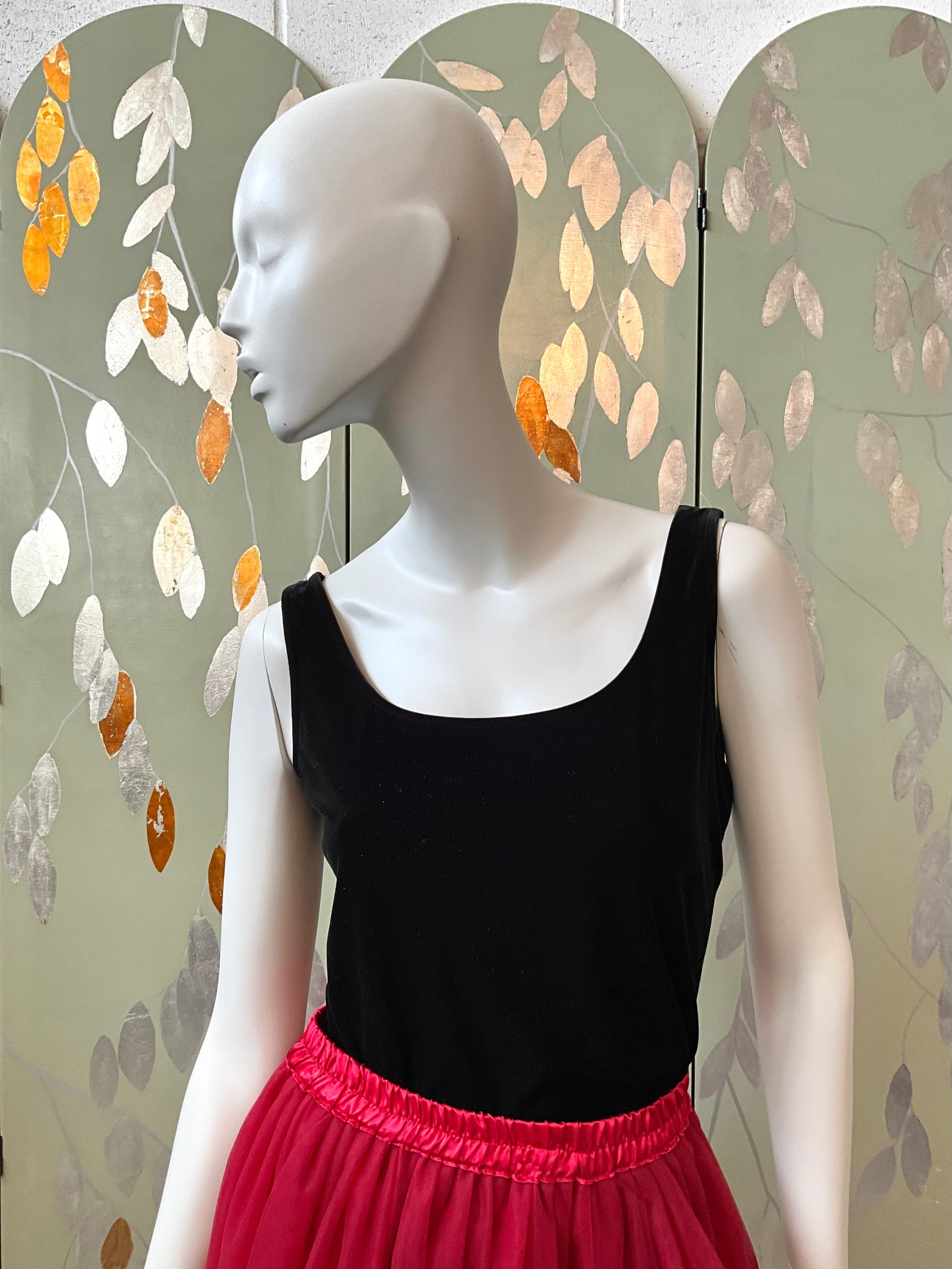 Vintage 1990s Black Velvet Tank Top, Medium 