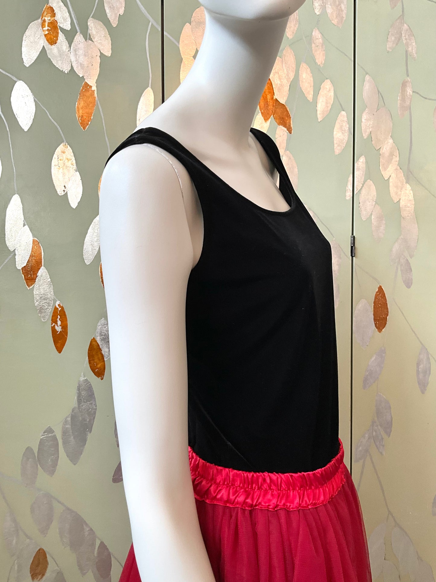 Vintage 1990s Black Velvet Tank Top, Medium 