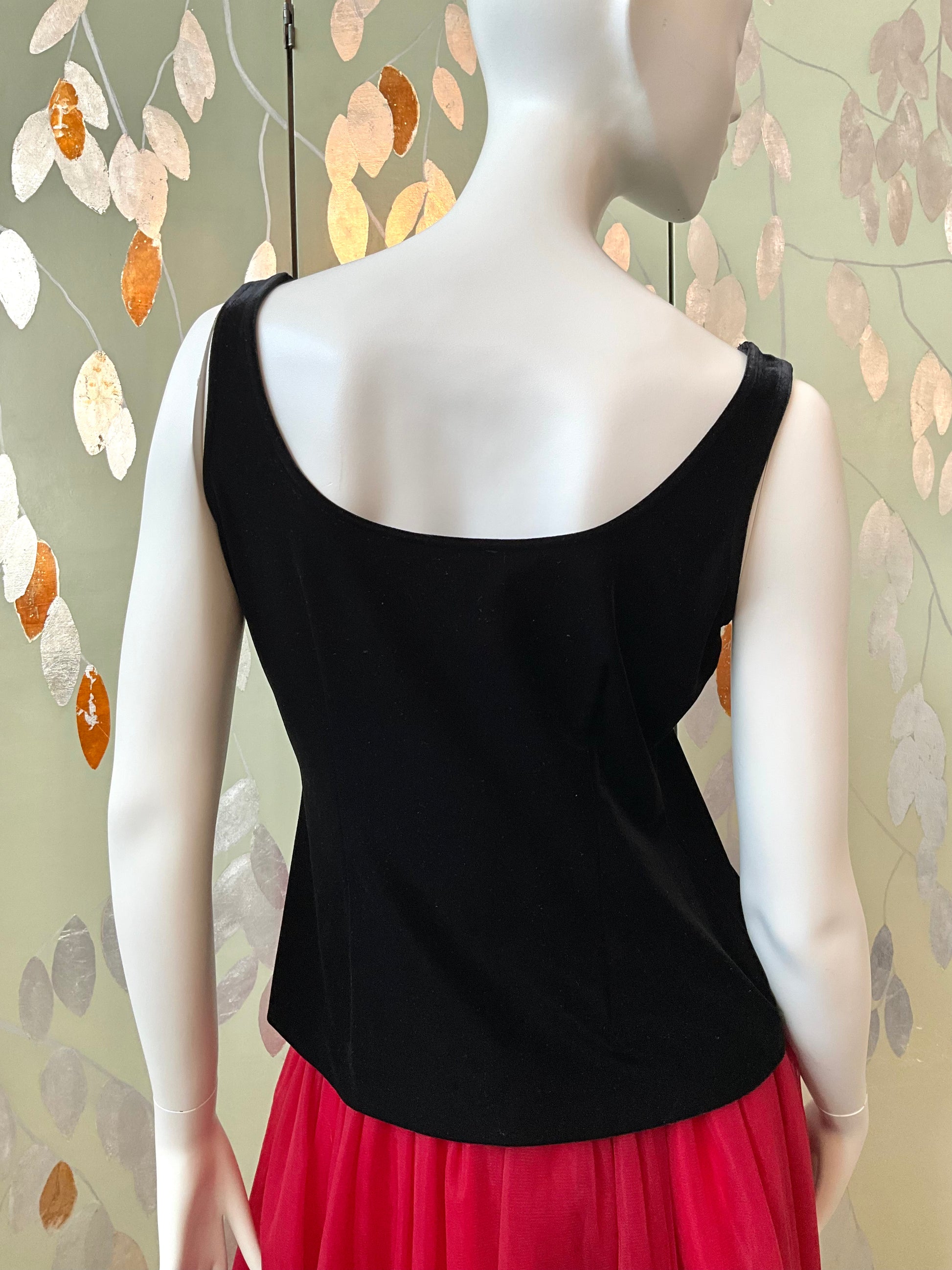 Vintage 1990s Black Velvet Tank Top, Medium 