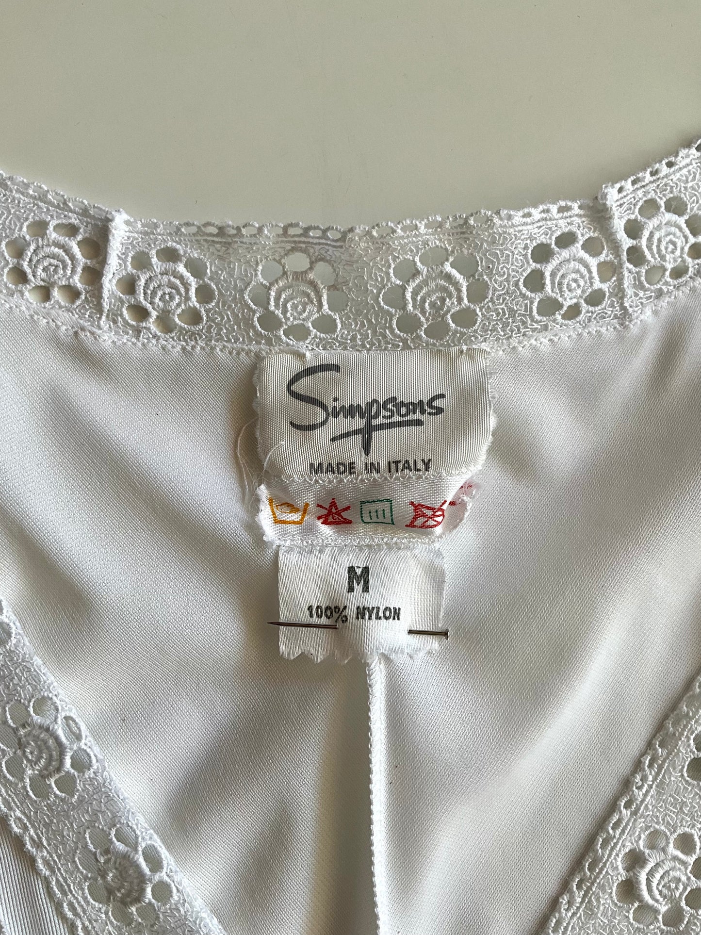 Vintage 1970s White Crochet Trim Nightgown and Robe Set, Small 