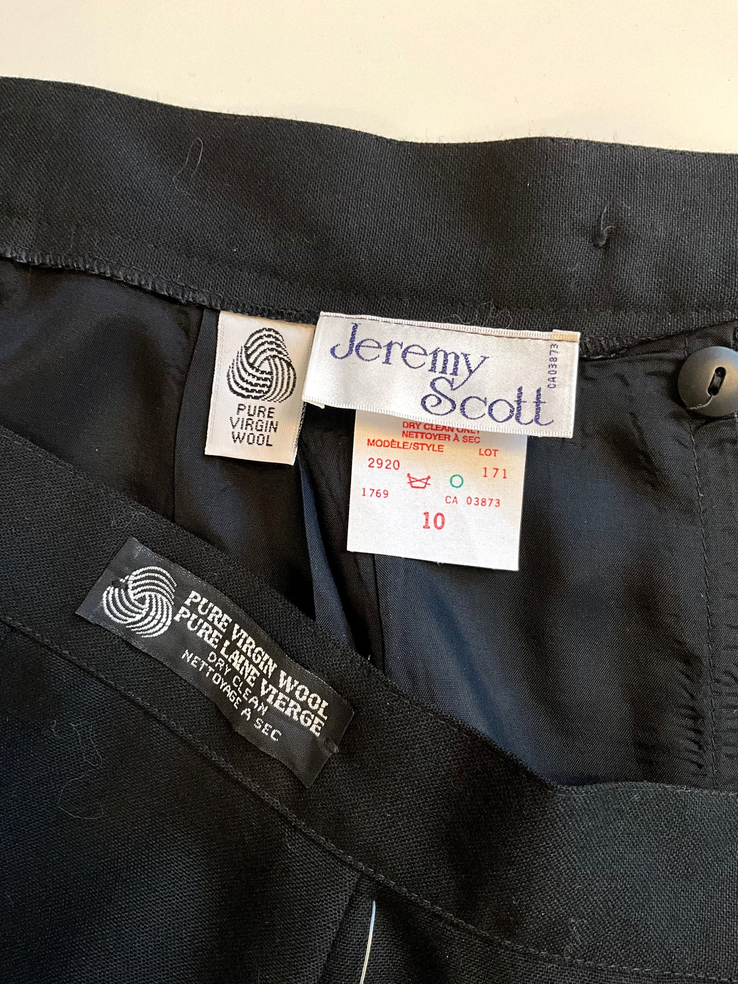 Vintage 1980s Deadstock Black Wool Midi Skirt and Waistcoat Set, Medium 