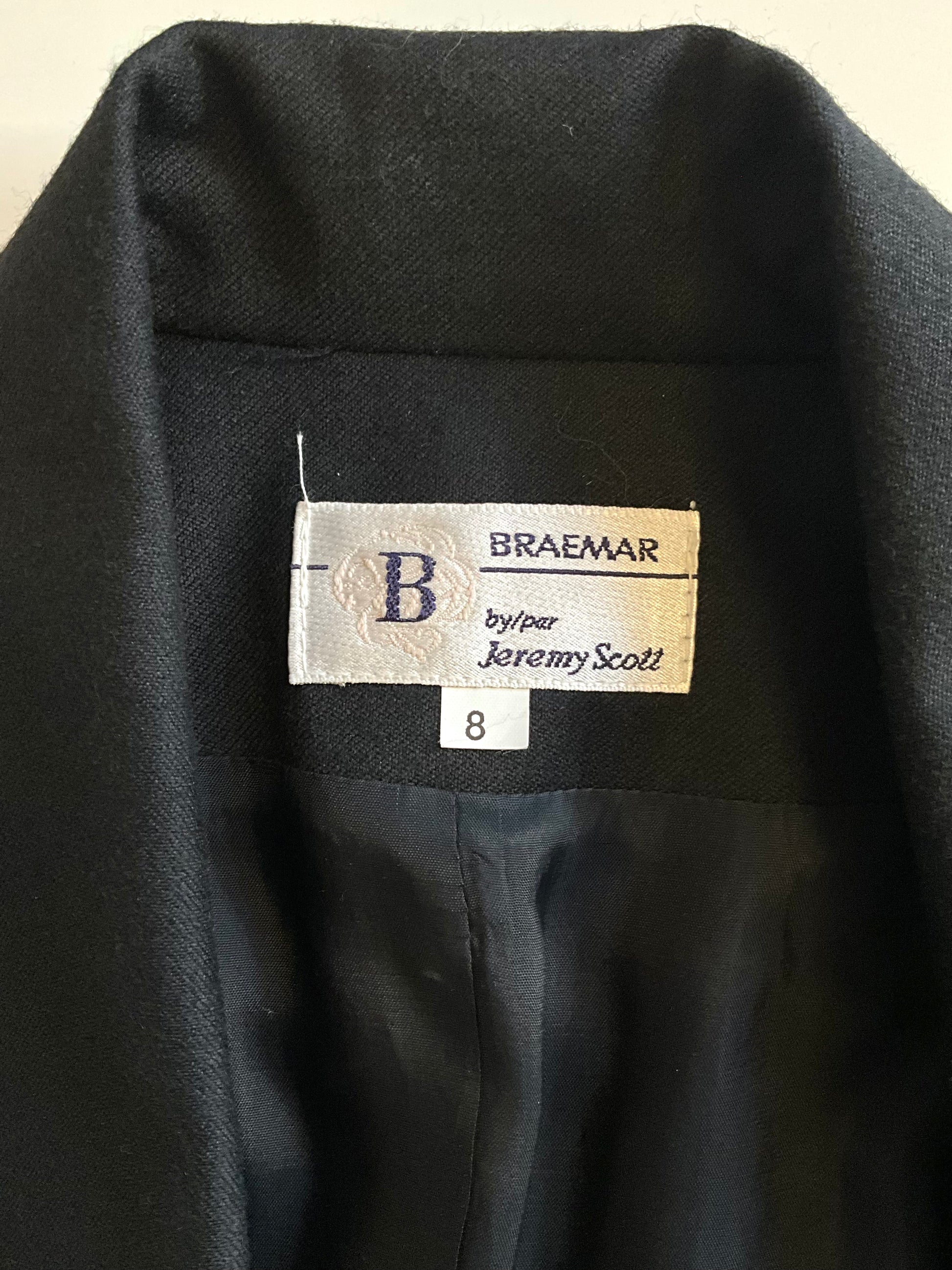 Vintage 1980s Deadstock Black Wool Midi Skirt and Waistcoat Set, Medium 