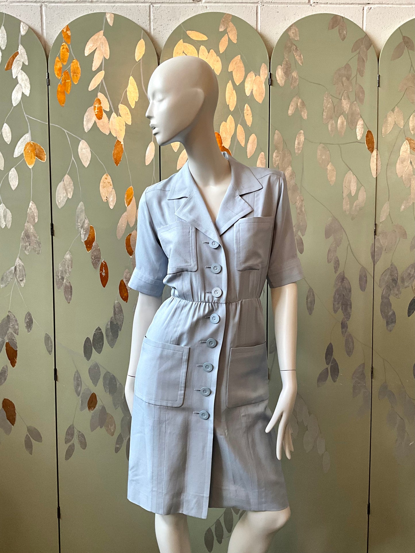 Vintage 1980s Yves Saint Laurent Blue Shirt Dress, XS – Ian Drummond Vintage