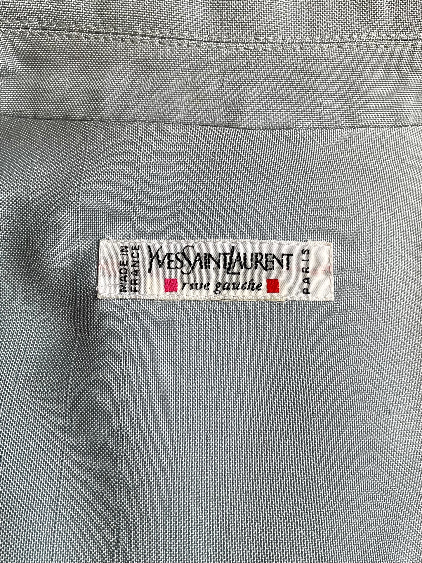 Vintage 1980s Yves Saint Laurent Blue Shirt Dress, XS