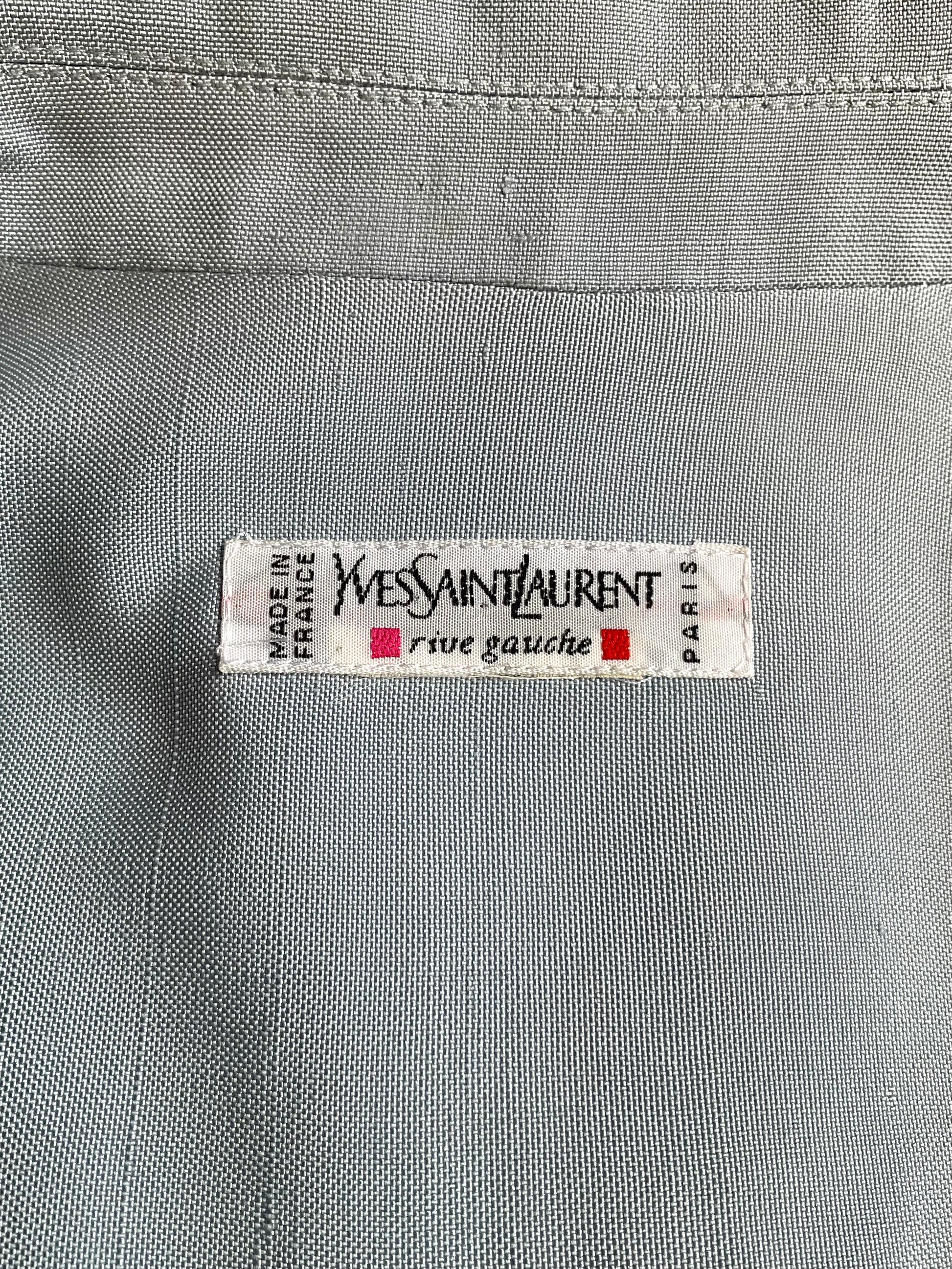 Vintage 1980s Yves Saint Laurent Blue Shirt Dress, XS