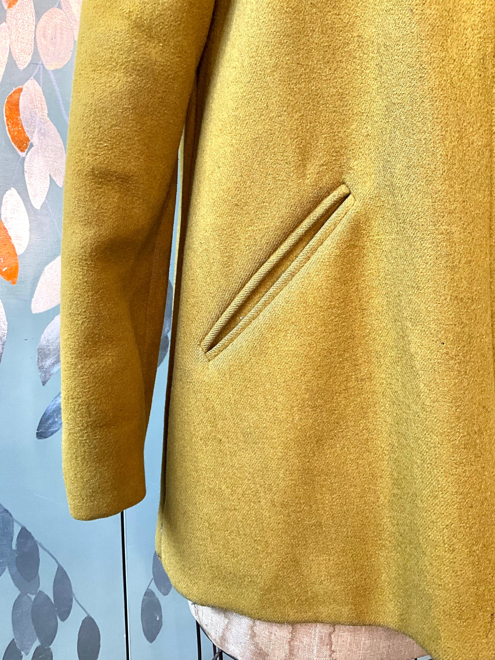 Vintage 1990s Yellow Wool Raglan Sleeve Coat, Large 