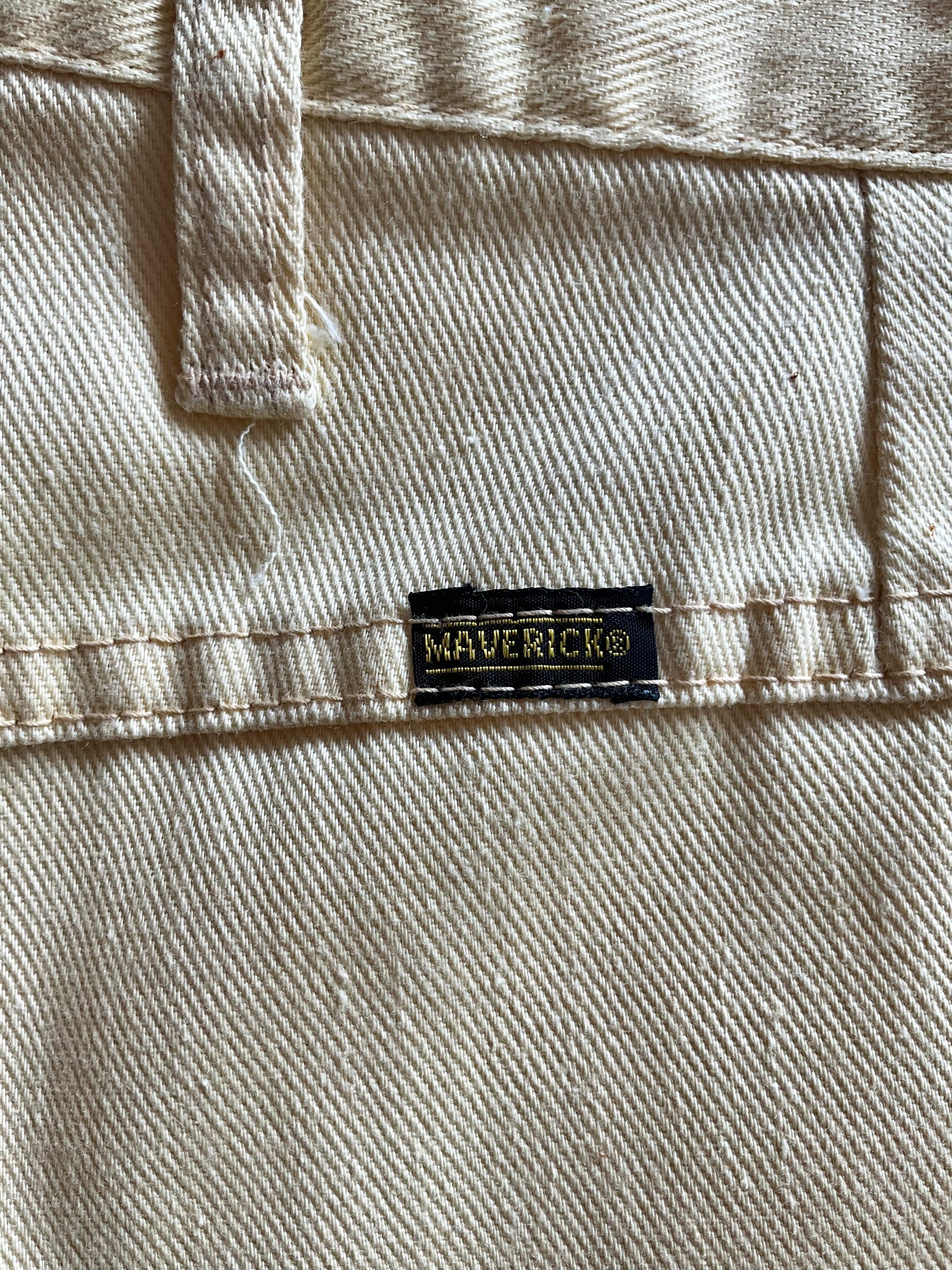 Close-up of a yellow fabric with a 'Maverick' label.