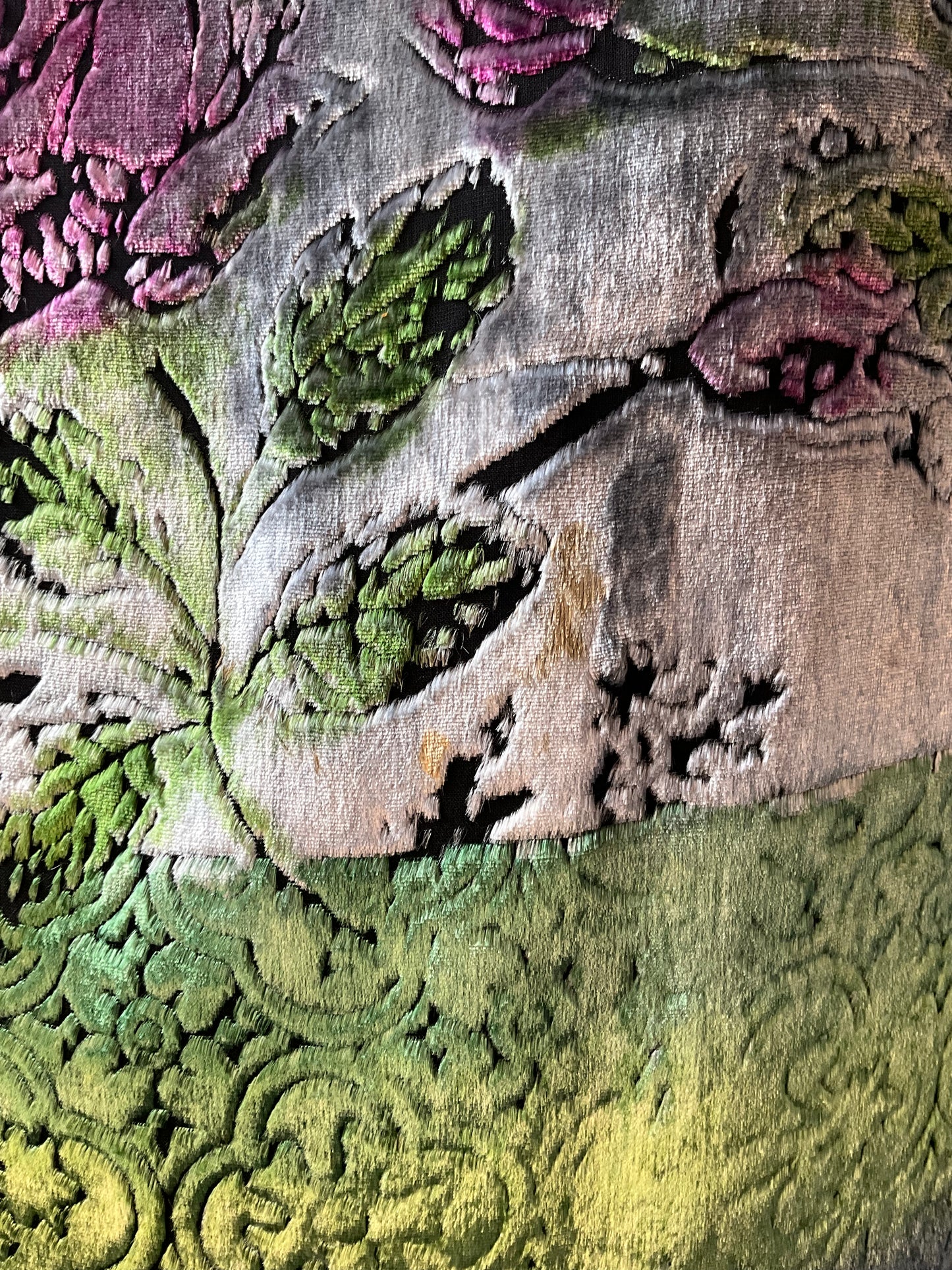 Vintage 1980s Zonda Nellis Silk Flocked Velvet Rose Top and Scarf Set