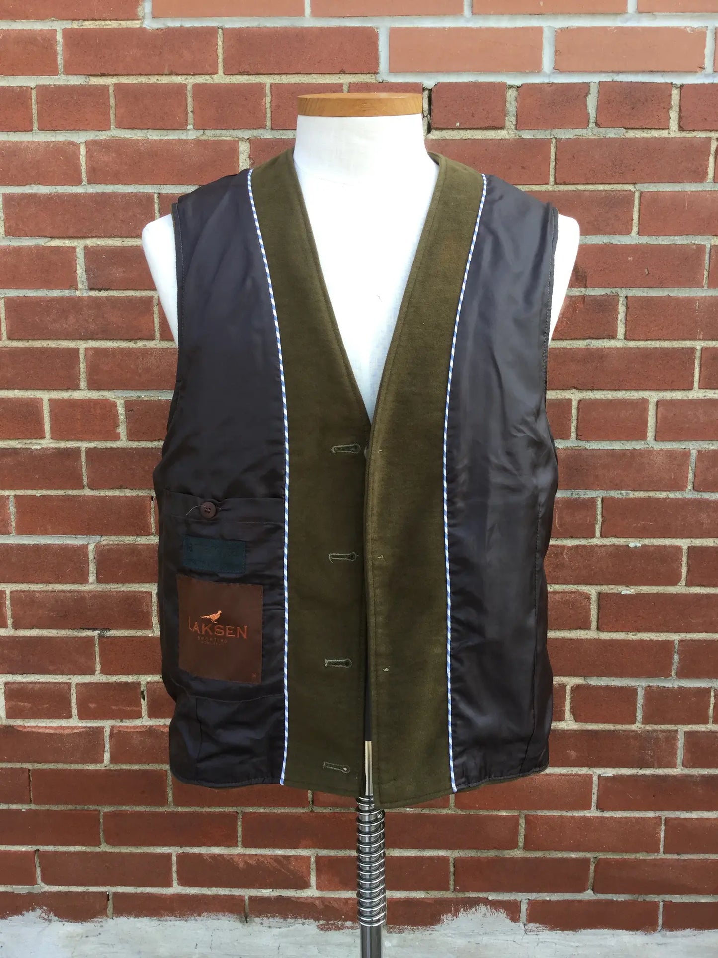 2010s Laksen Sporting Broadland Brown Moleskin Hunting Vest, Medium 