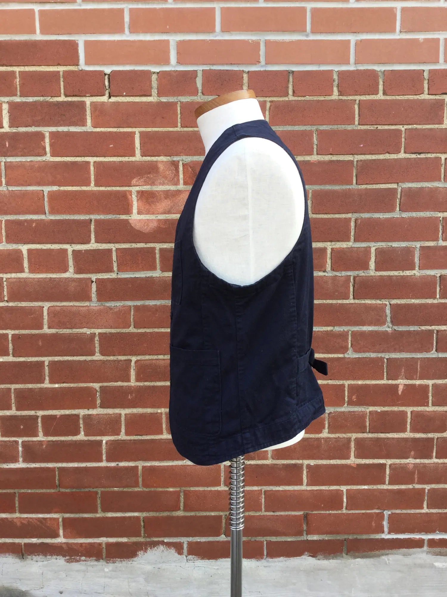 2010s Universal Works Navy Cotton Work Waistcoat, Large