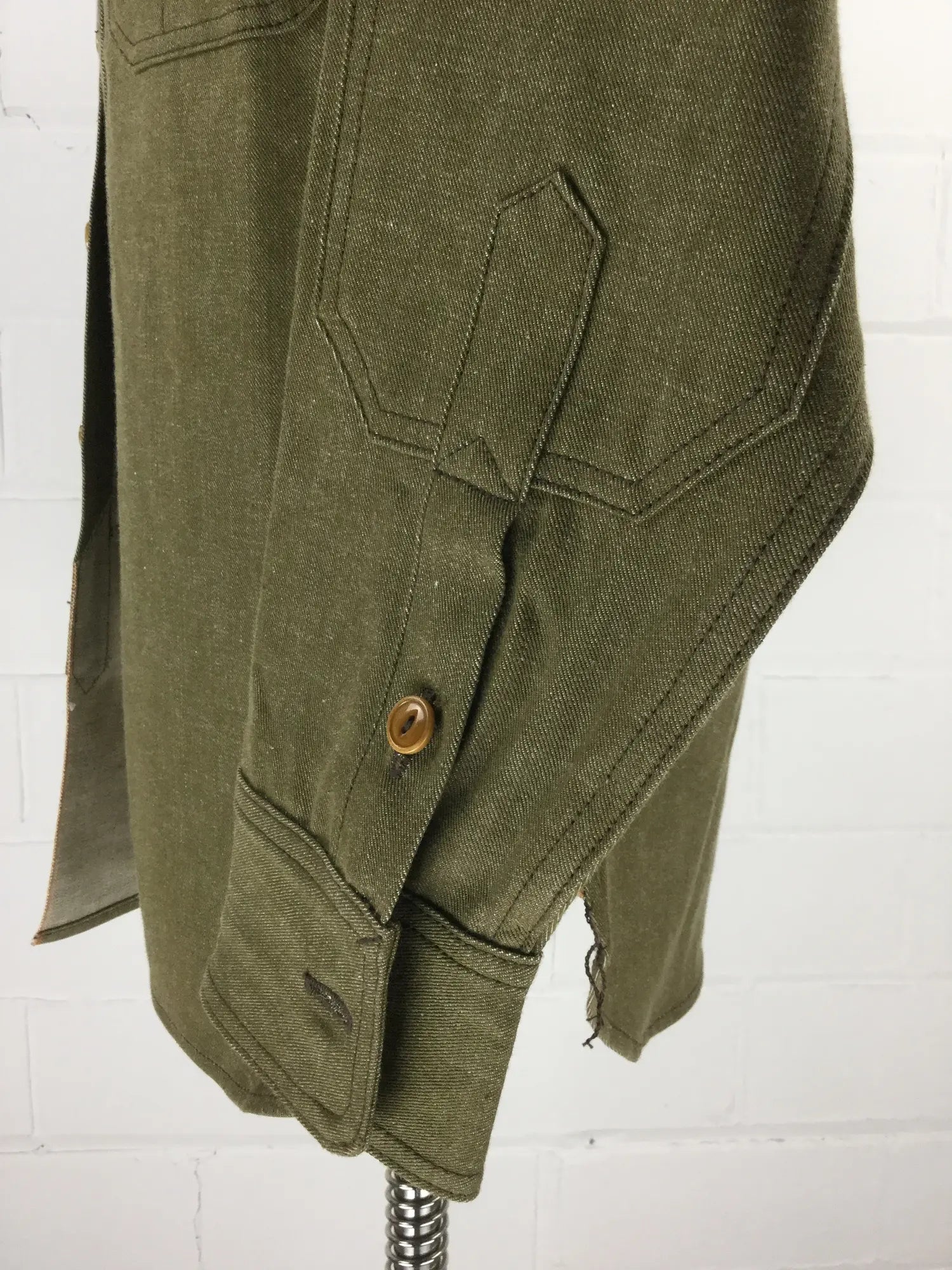 2010s Mister Freedom Olive Green Denim "The Garrison" Twill Shirt, Medium