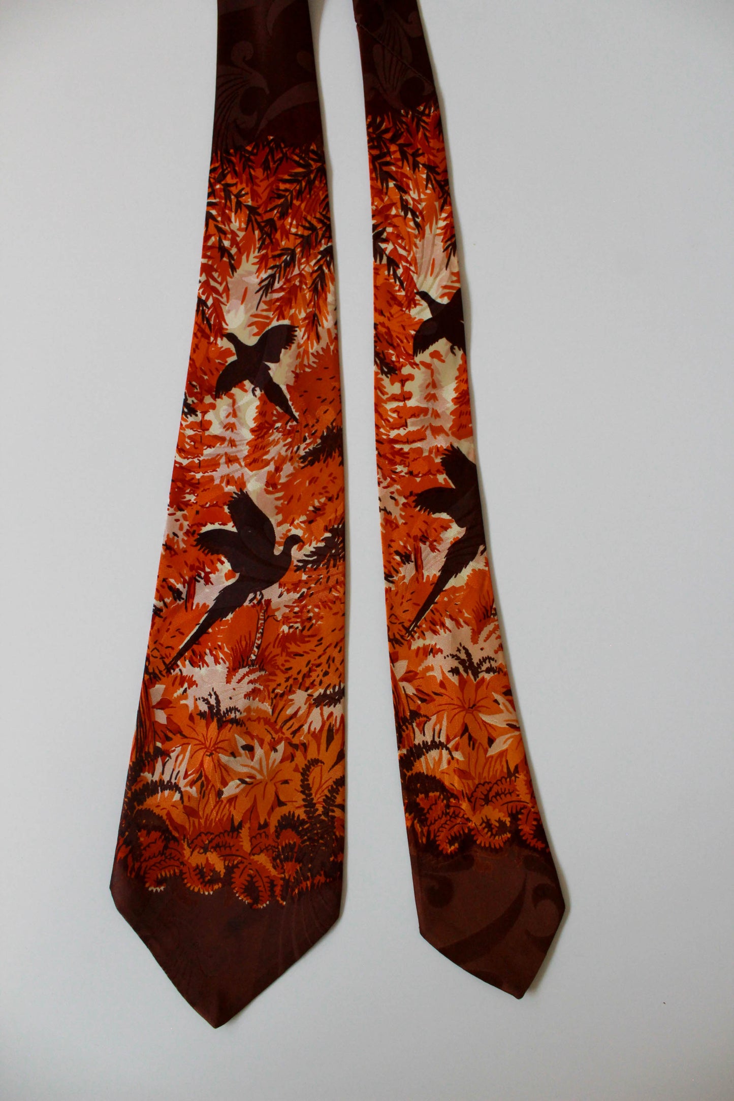 1940s Flying Birds Rayon Necktie