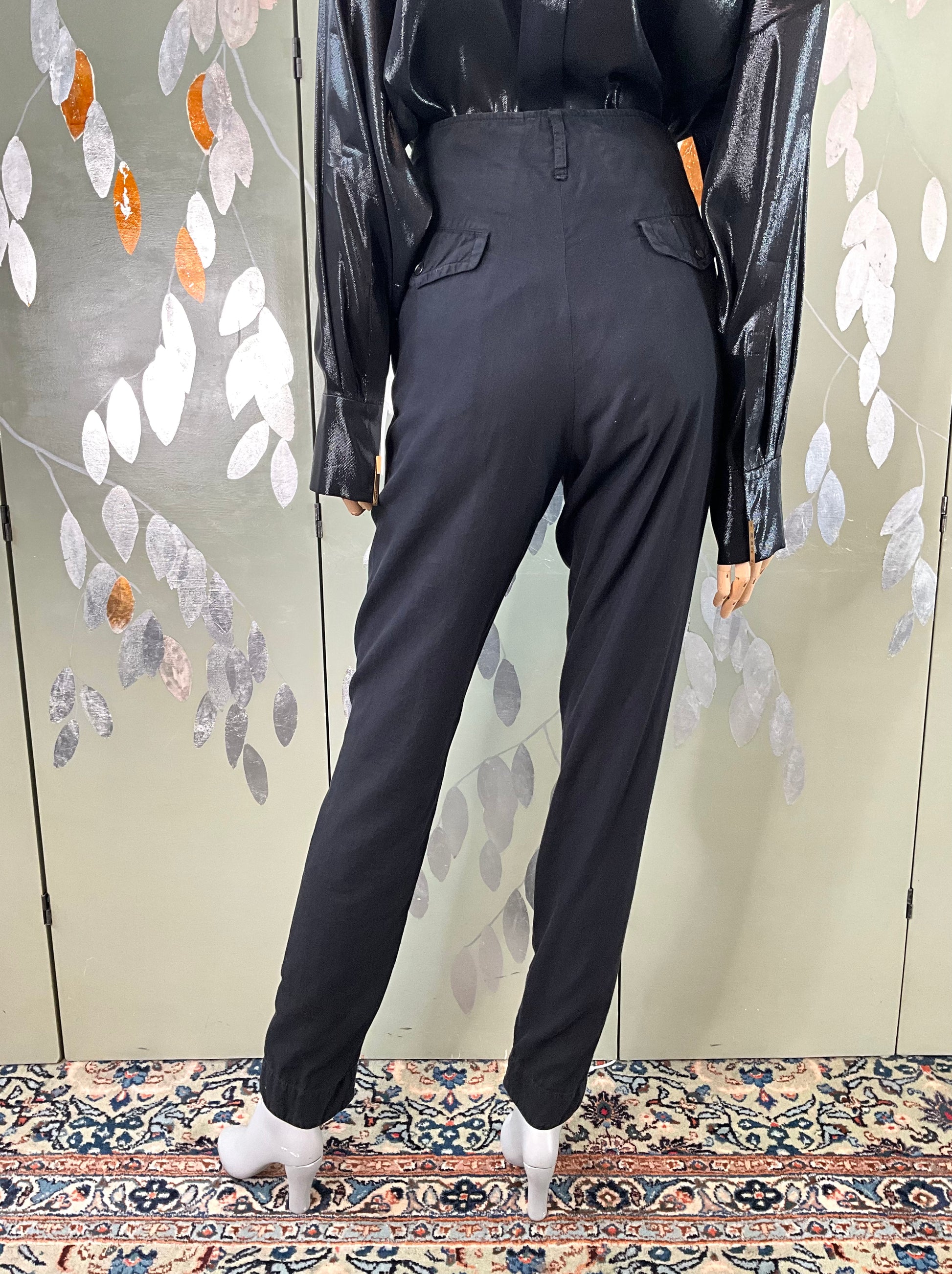 2010 Julius Neurbanvolker Black Cotton-Silk Zipper Skinny Trousers 2010 Julius Neurbanvolker Black Cotton-Silk Zipper Skinny Trousers