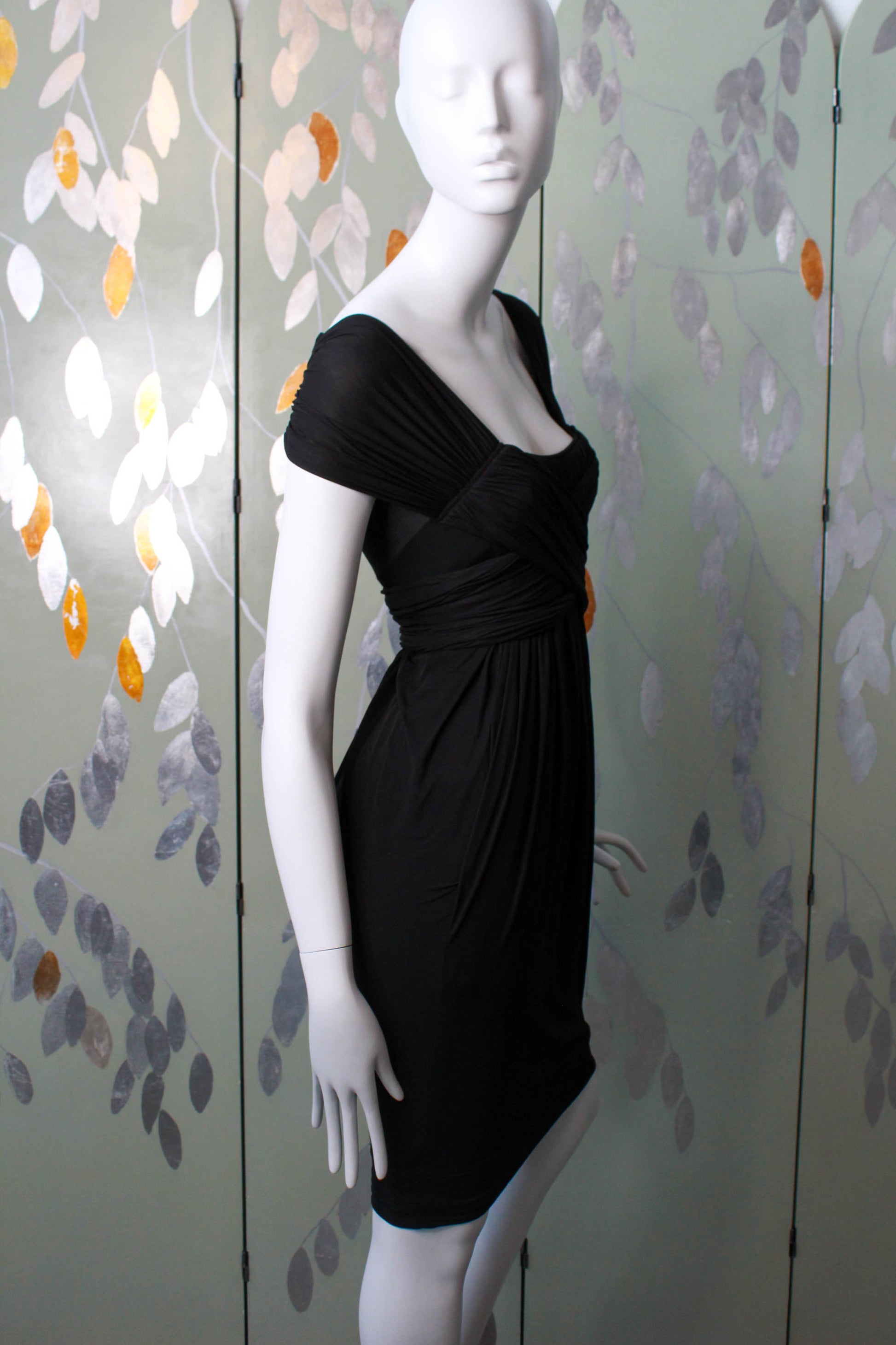 2000s Donna Karan DKNY Black Draped Dress, XS/Small Ian Drummond Vintage 2000s Donna Karan DKNY Black Draped Dress, XS/Small Ian Drummond Vintage