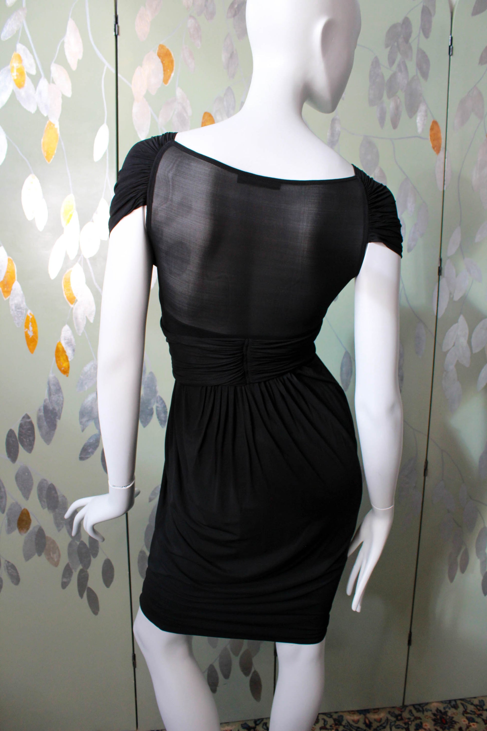 vintage donna karan new york black label black draped dress 