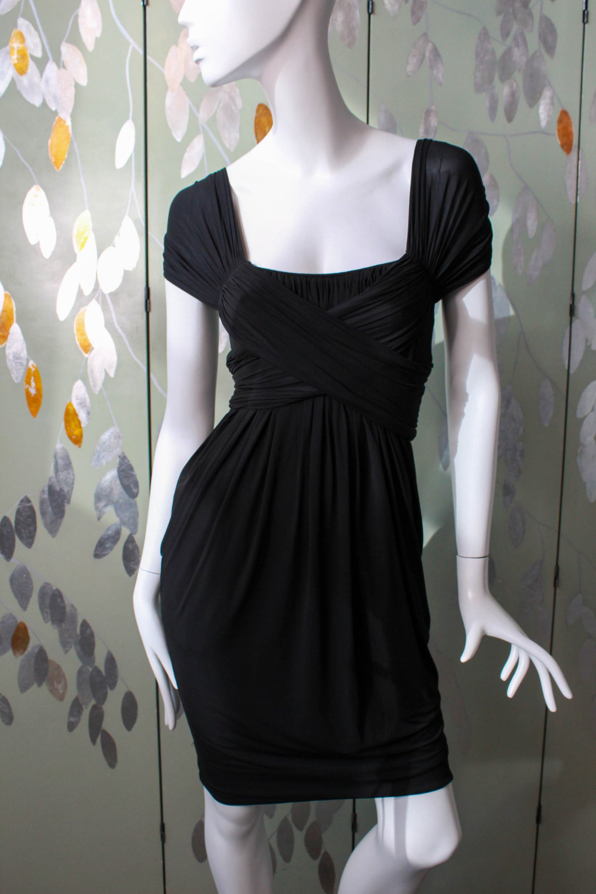 2000s Donna Karan DKNY Black Draped Dress, XS/Small Ian Drummond Vintage 2000s Donna Karan DKNY Black Draped Dress, XS/Small Ian Drummond Vintage