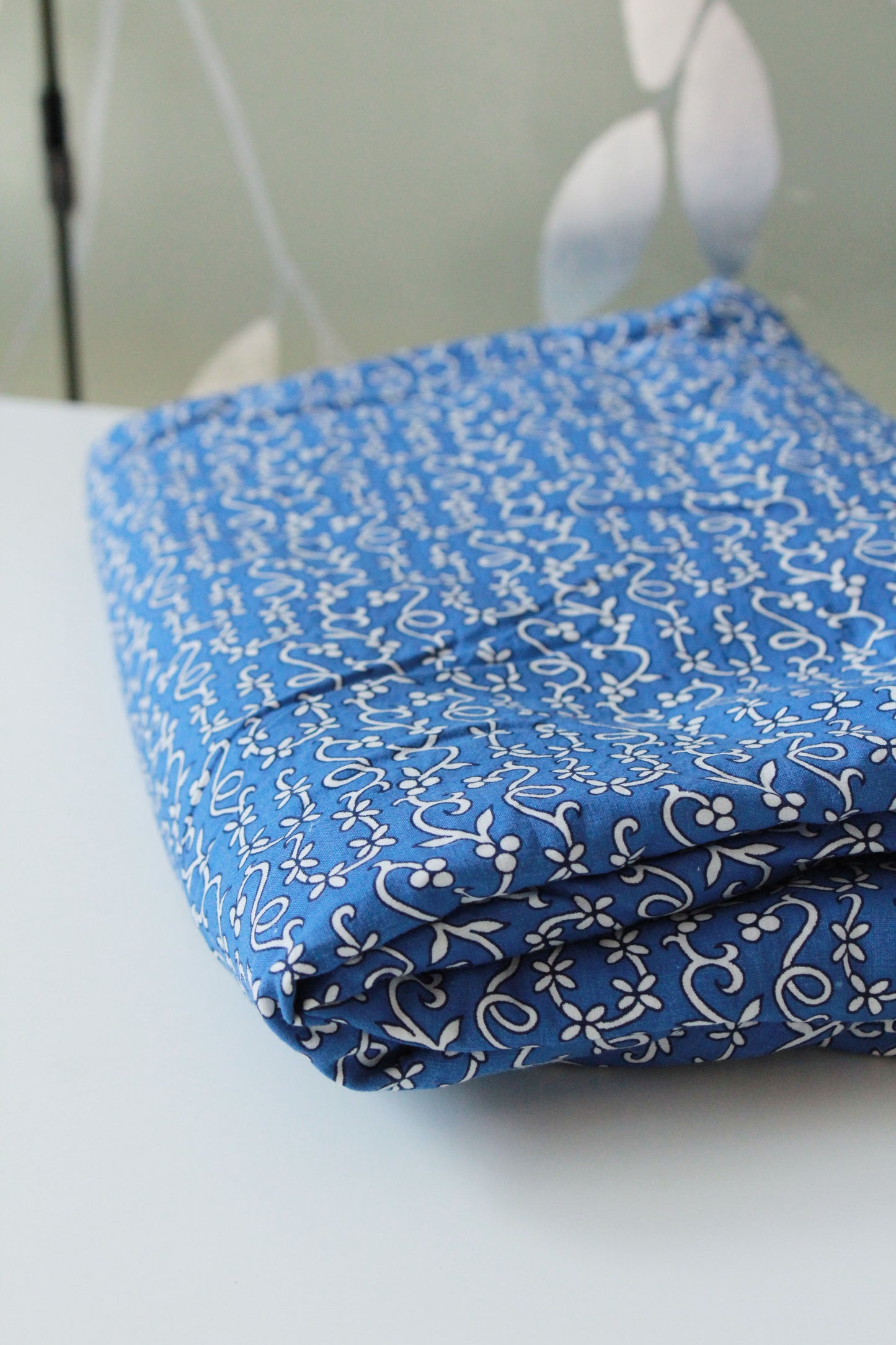 Vintage 1960s Cotton Cobalt Blue Fabric, 9.1 Yards, Blue Vintage Fabric, Summer Vintage Fabric