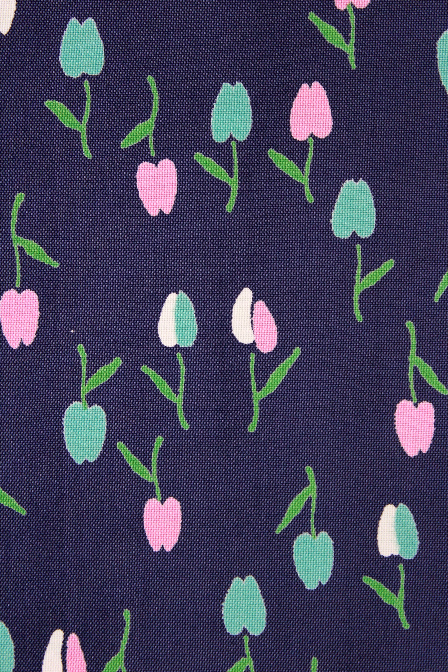 Vintage 1940s Rayon In Navy With Pastel Tulips, 4.5 Yards