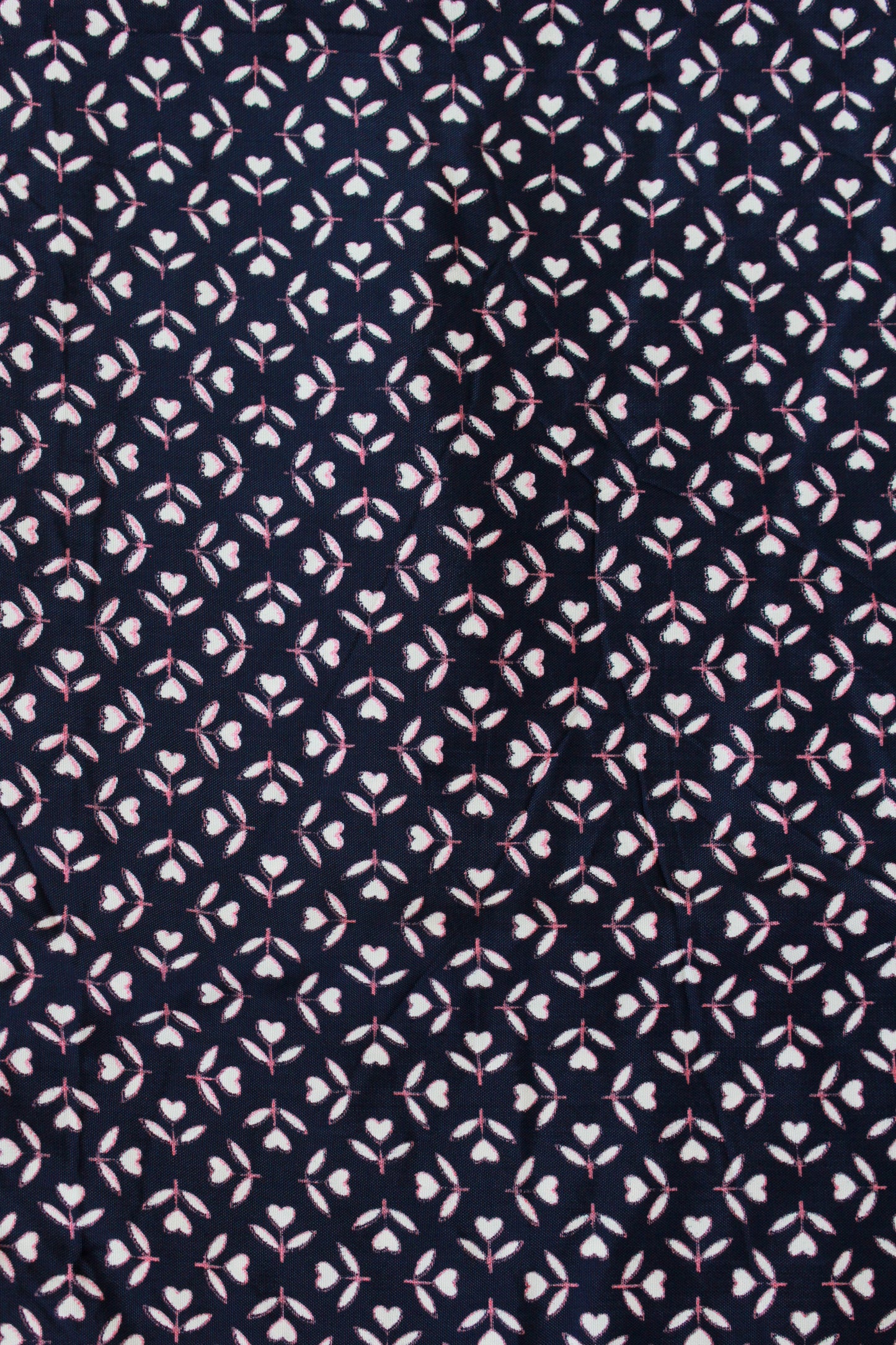 Vintage 1940s Rayon Fabric In Navy Blue With White Hearts, 4.4 Yards