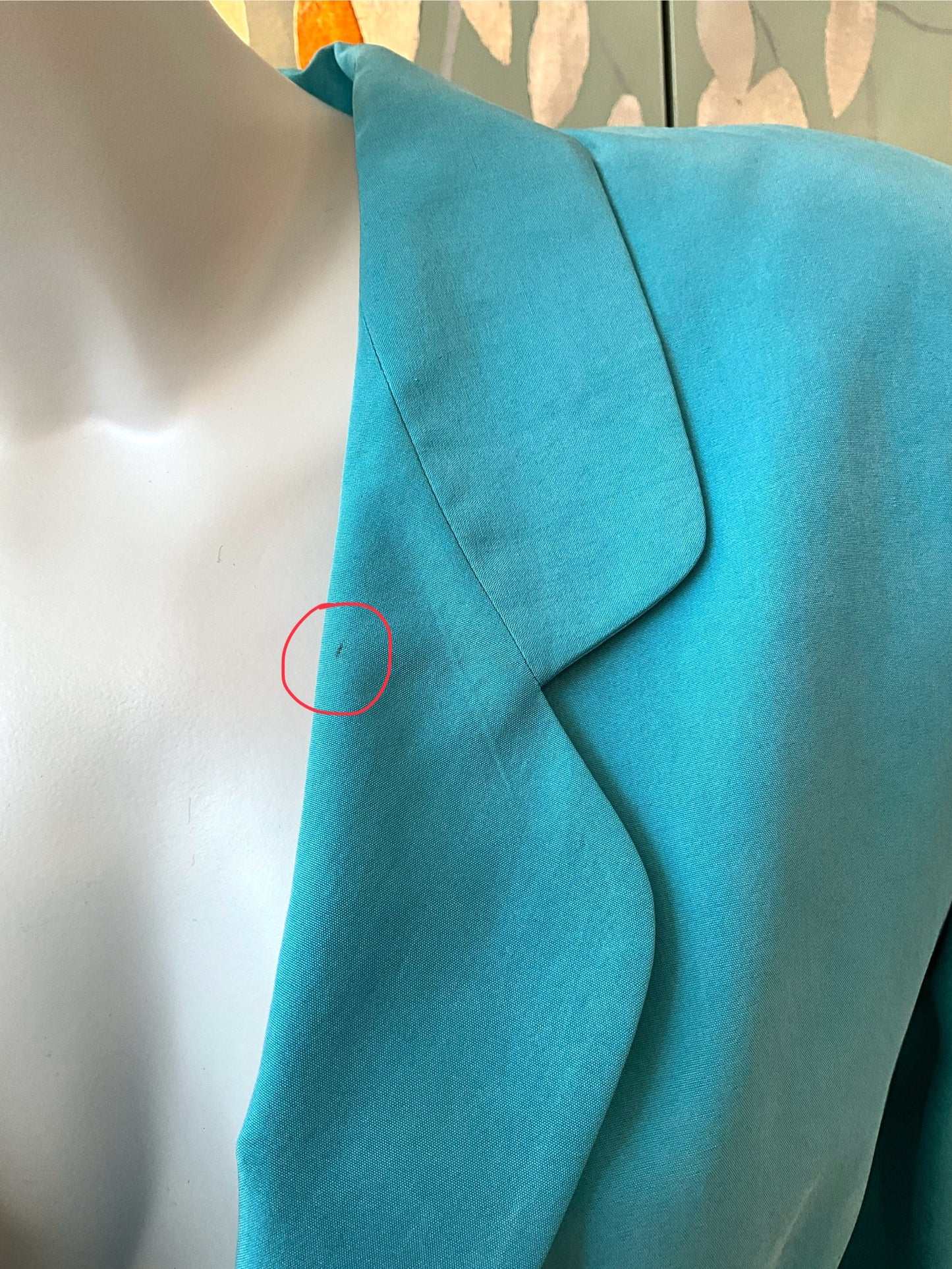 Vintage 1980s Baby Blue Silk Long Blazer, Small 