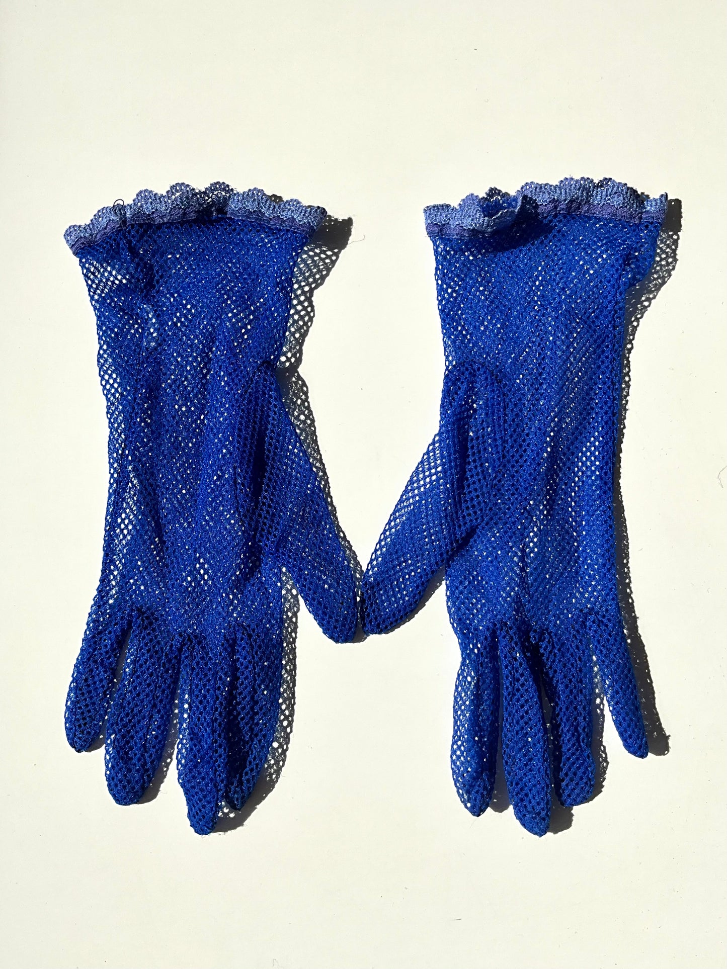 Vintage Blue Net Gloves, Small  