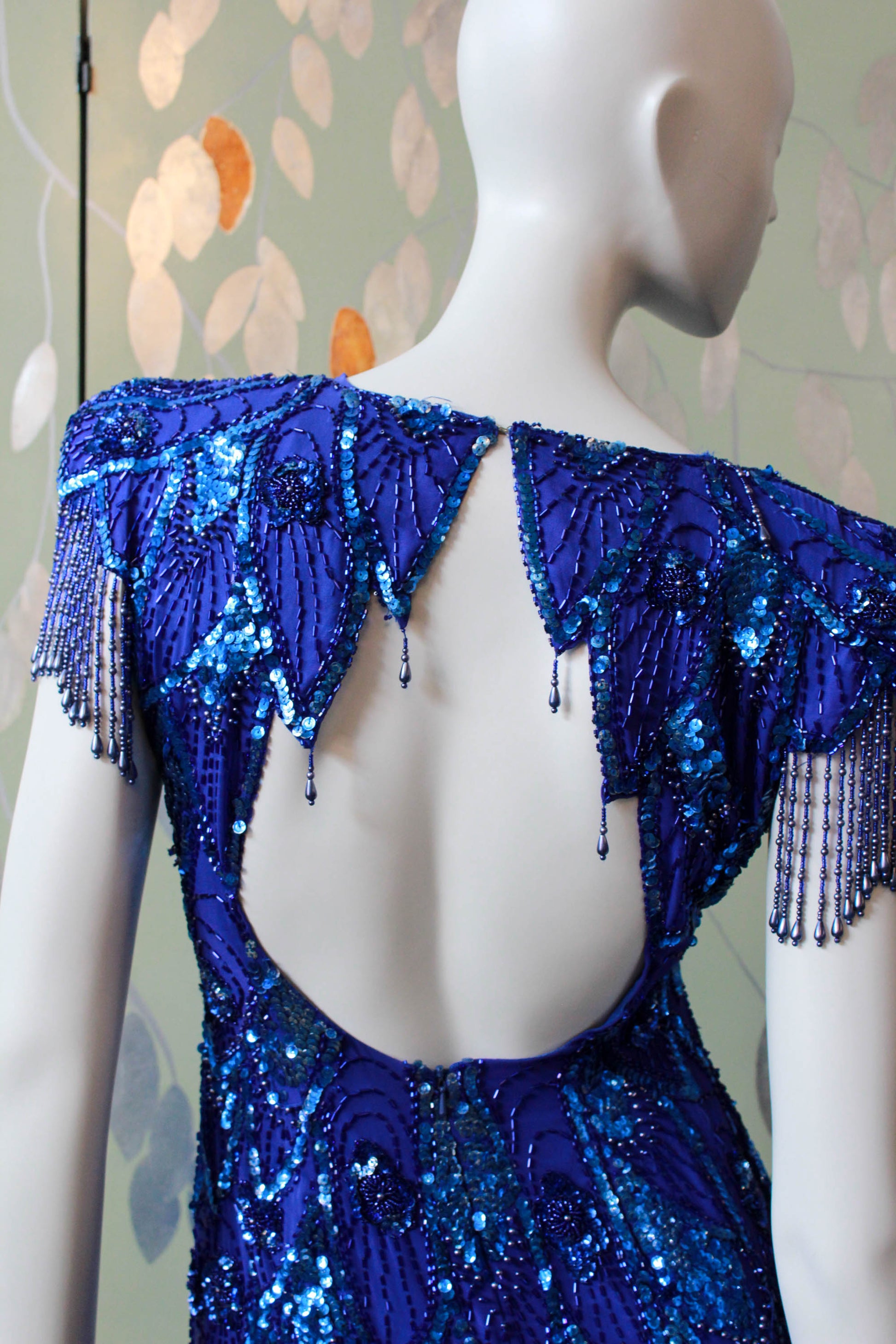 1980s blue dress Louis Fraud 1980s Vintage Blue Rayon Moire Evening Dress Featherstone Vintage