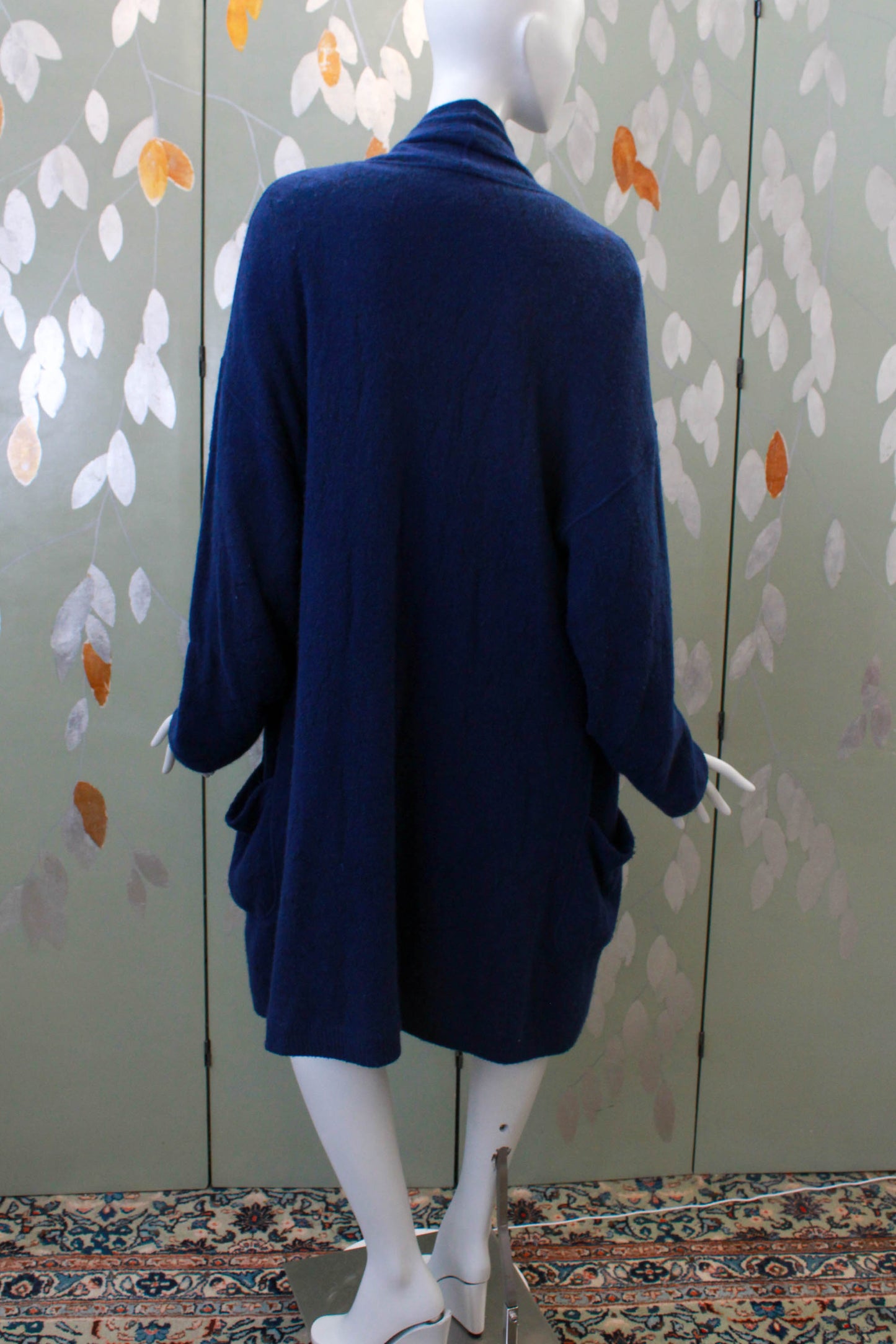 80s Krizia Blue Wool Long Cardigan, Large