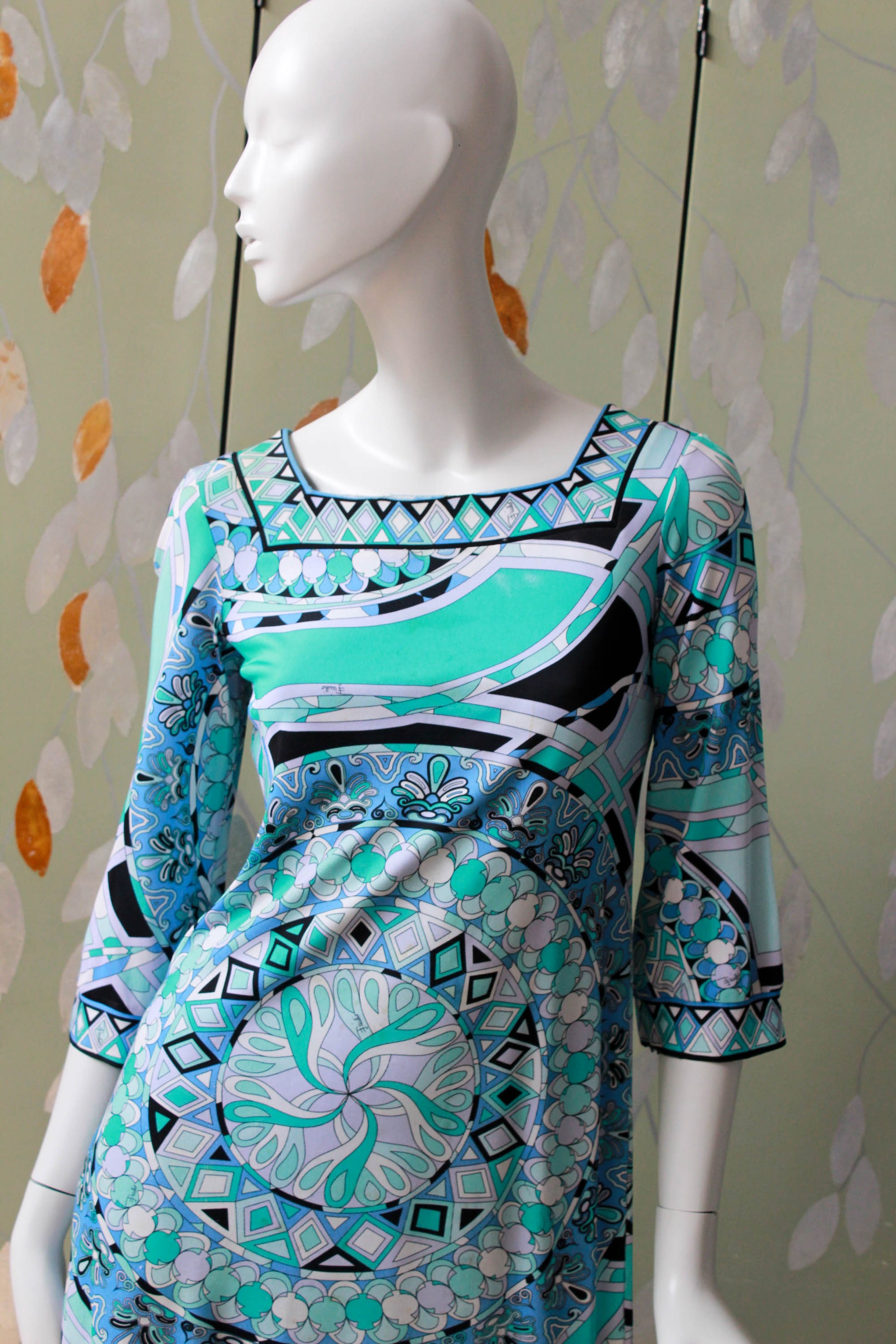 Vintage 2000s y2k Blue Jersey Pucci Print Mini Dress, Small/Medium Ian Drummond Vintage Vintage 2000s y2k Blue Jersey Pucci Print Mini Dress, Small/Medium Ian Drummond Vintage